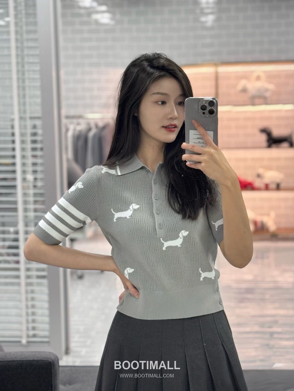 Thom Browne 2026 S/S Tencel Cotton Intarsia Hector Dog Polo T-Shirt 톰브라운 2026SS 텐셀 코튼 인타르시아 헥터 도그 폴로 티셔츠 5