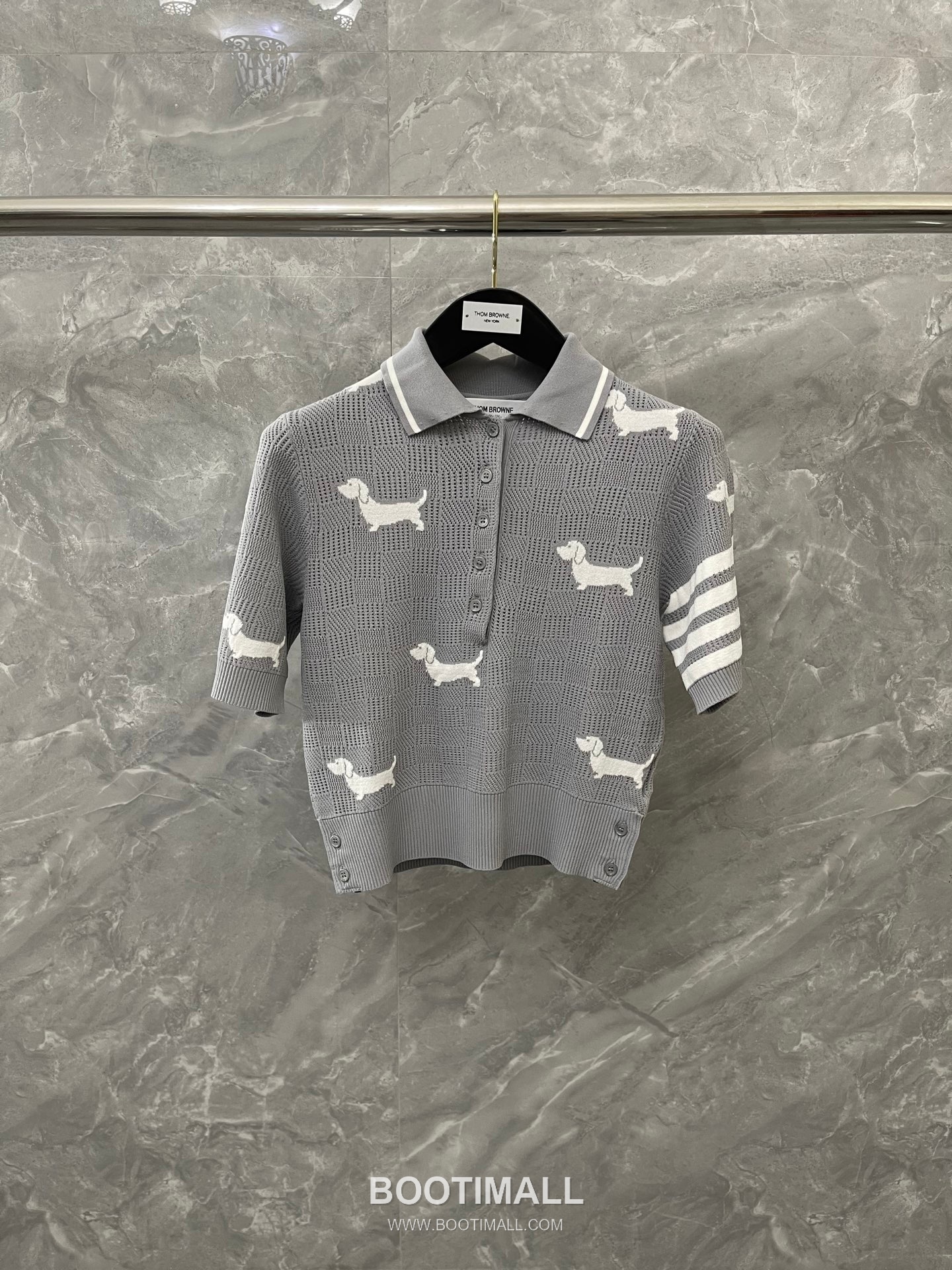 Thom Browne 2026 S/S Tencel Cotton Intarsia Hector Dog Polo T-Shirt 톰브라운 2026SS 텐셀 코튼 인타르시아 헥터 도그 폴로 티셔츠 10
