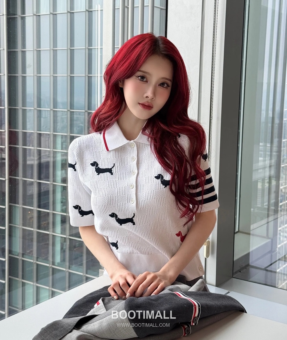 Thom Browne 2026 S/S Tencel Cotton Intarsia Hector Dog Polo T-Shirt 톰브라운 2026SS 텐셀 코튼 인타르시아 헥터 도그 폴로 티셔츠 5