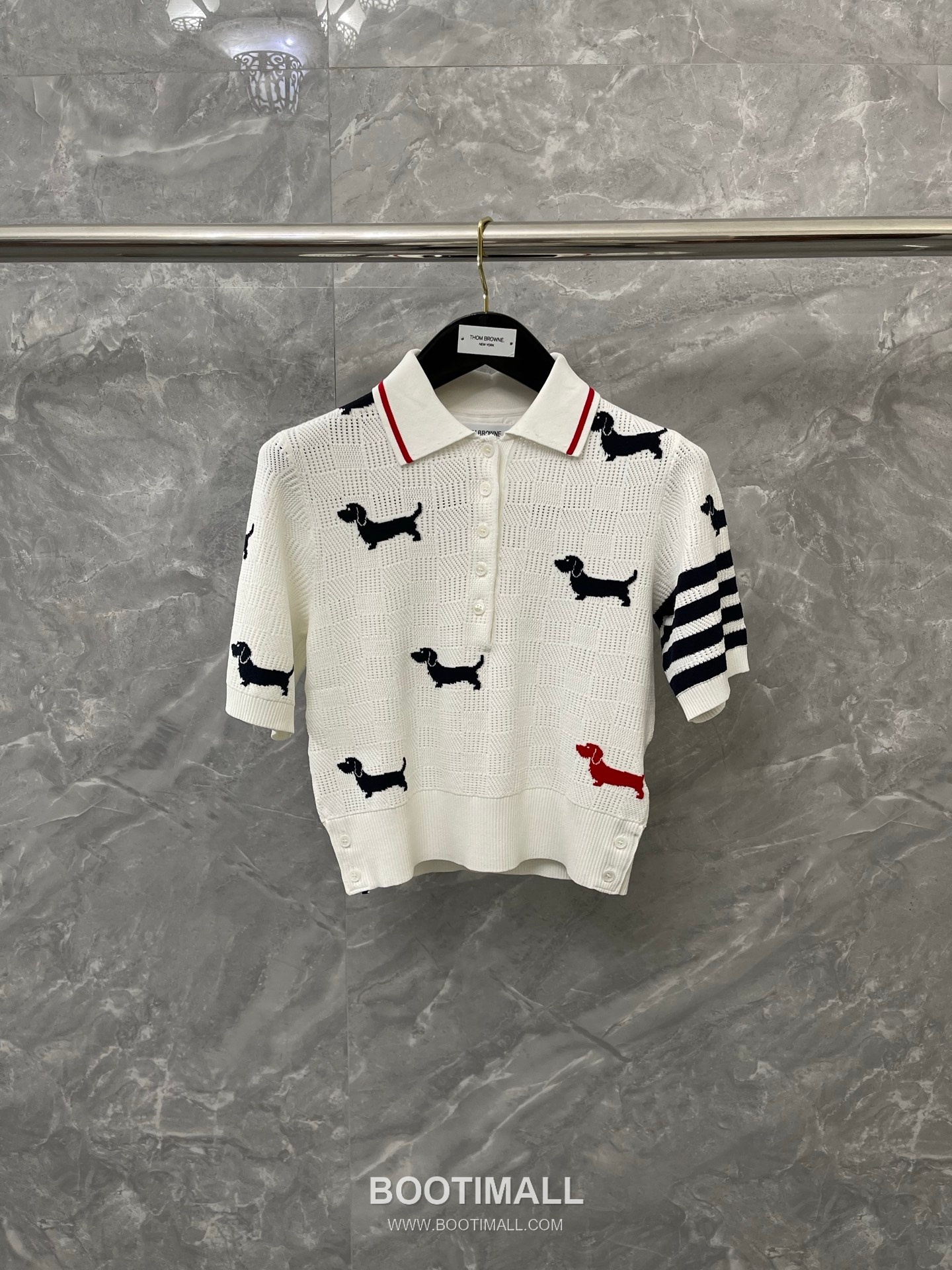 Thom Browne 2026 S/S Tencel Cotton Intarsia Hector Dog Polo T-Shirt 톰브라운 2026SS 텐셀 코튼 인타르시아 헥터 도그 폴로 티셔츠 9