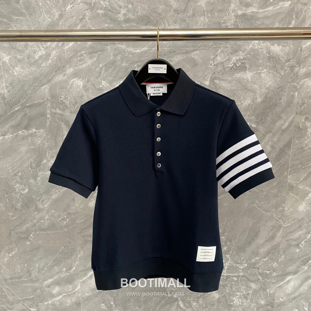 Thom Browne 2026 S/S Cotton Waffle Knit Button Polo T-Shirt 톰브라운 2026SS 코튼 와플 니트 버튼 폴로 티셔츠 1