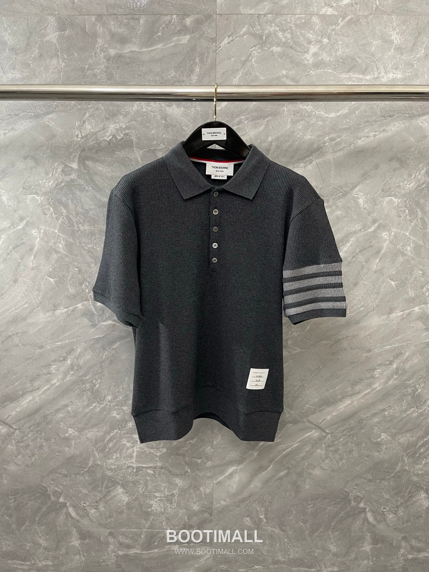 Thom Browne 2026 S/S Cotton Waffle Knit Button Polo T-Shirt 톰브라운 2026SS 코튼 와플 니트 버튼 폴로 티셔츠 1