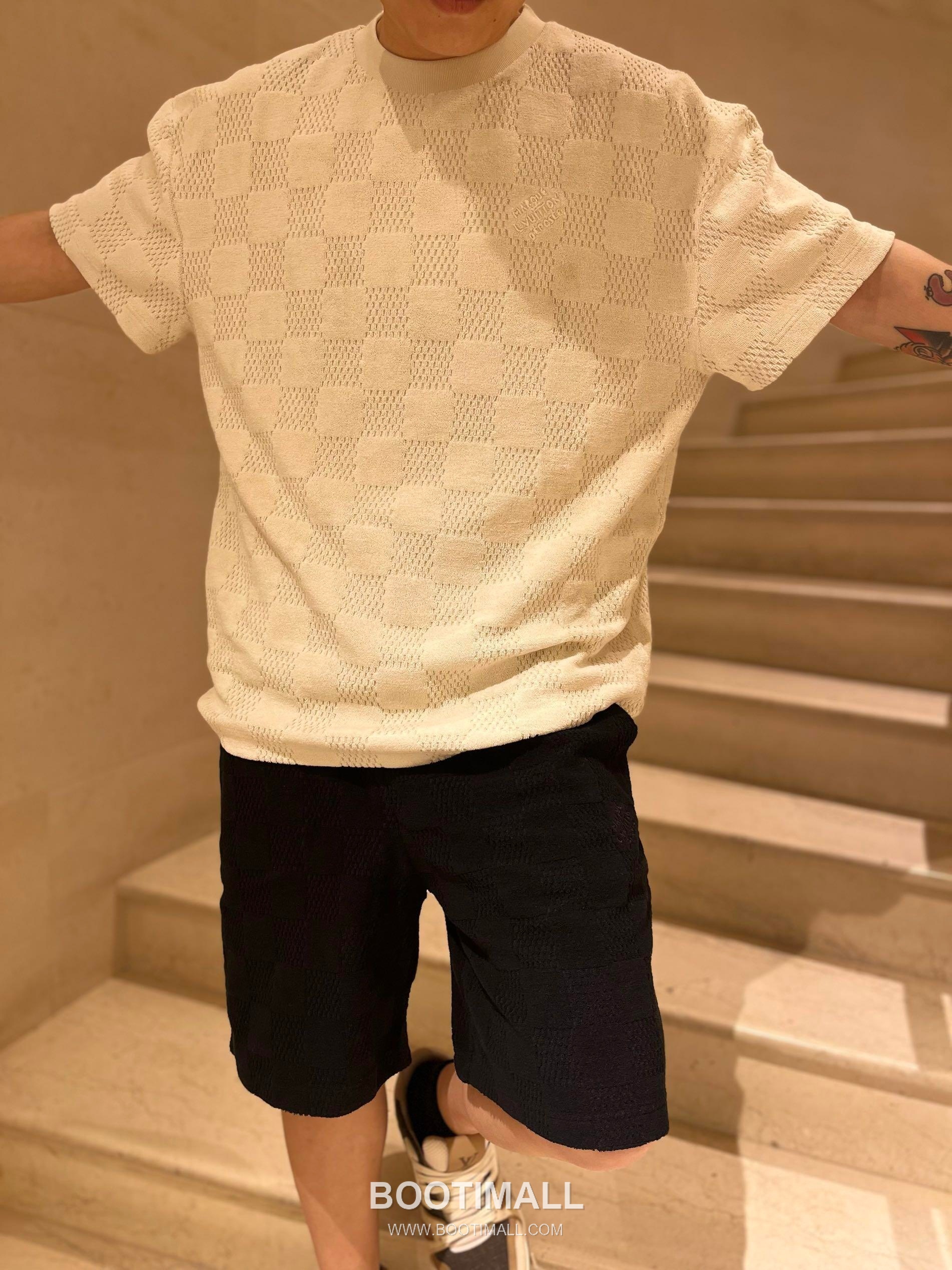 Louis Vuitton 2026 S/S Cotton Damier Jacquard Embroidered T-Shirt 루이비통 2026SS 코튼 다미에 자카드 자수 티셔츠 8