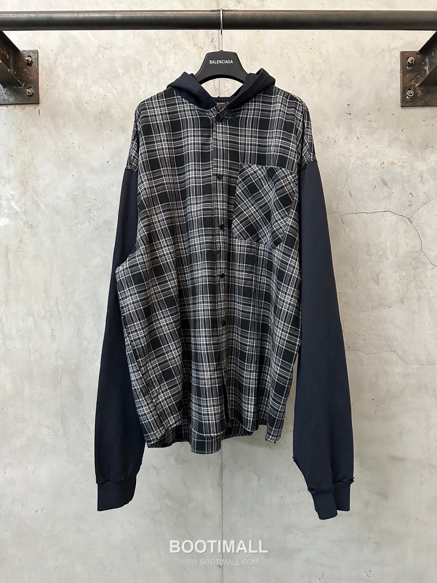 Balenciaga 2026 S/S Cotton Blend Check Patchwork Zip Hoodie Jacket 발렌시아가 2026SS 코튼 혼방 체크 패치워크 집업 후드 재킷 1