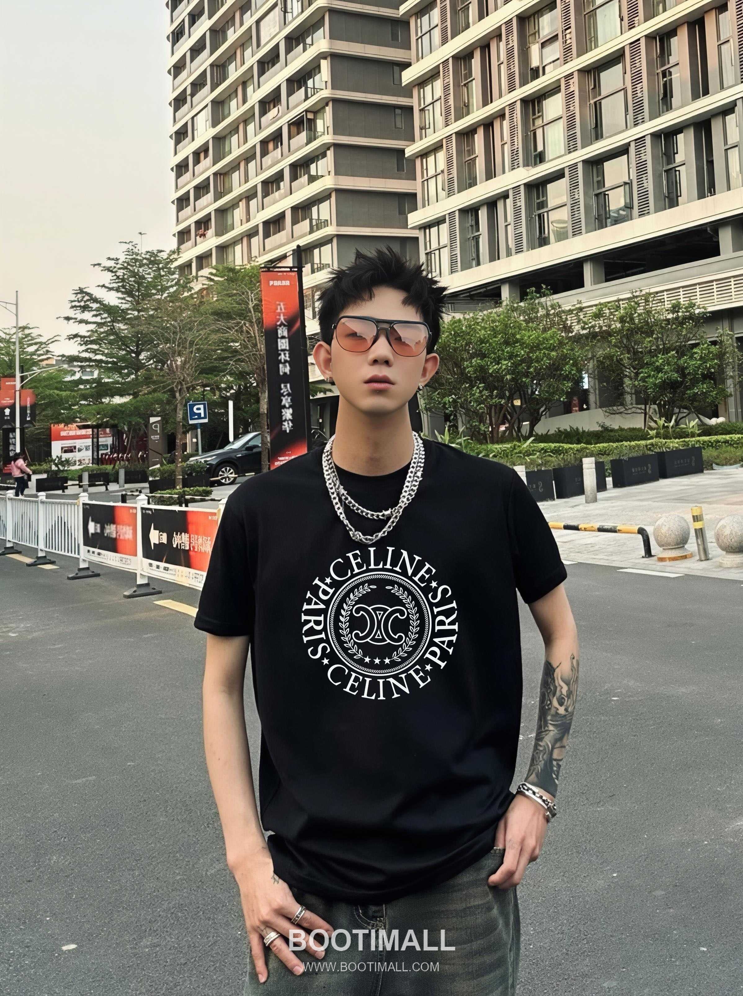 Celine 2026 S/S Cotton Letter Logo Print T-Shirt 셀린느 2026SS 코튼 레터 로고 프린트 티셔츠 3