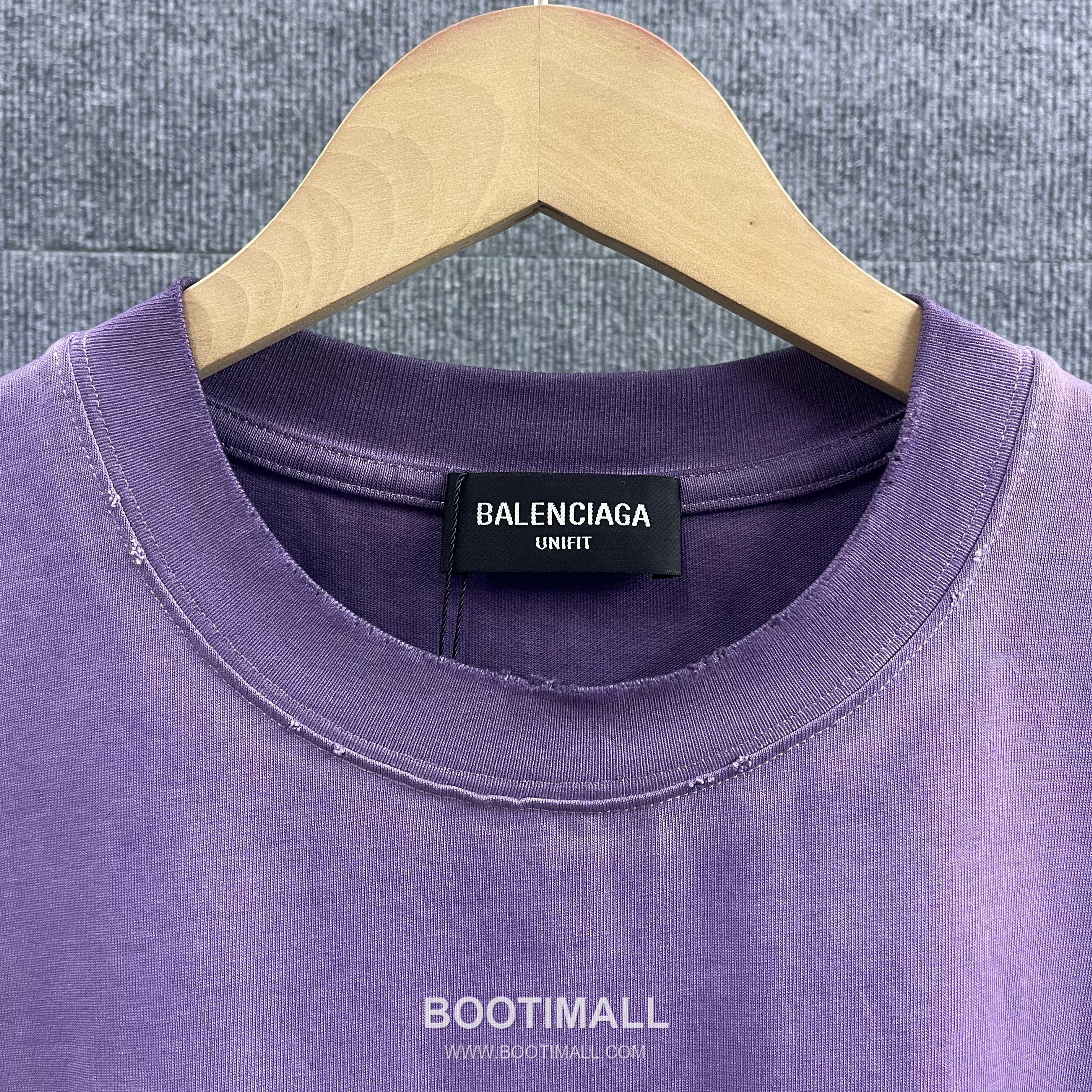 Balenciaga 2026 S/S Cotton Distressed Washed Silicone Logo T-Shirt 발렌시아가 2026SS 코튼 디스트로이드 워싱 실리콘 로고 티셔츠 9