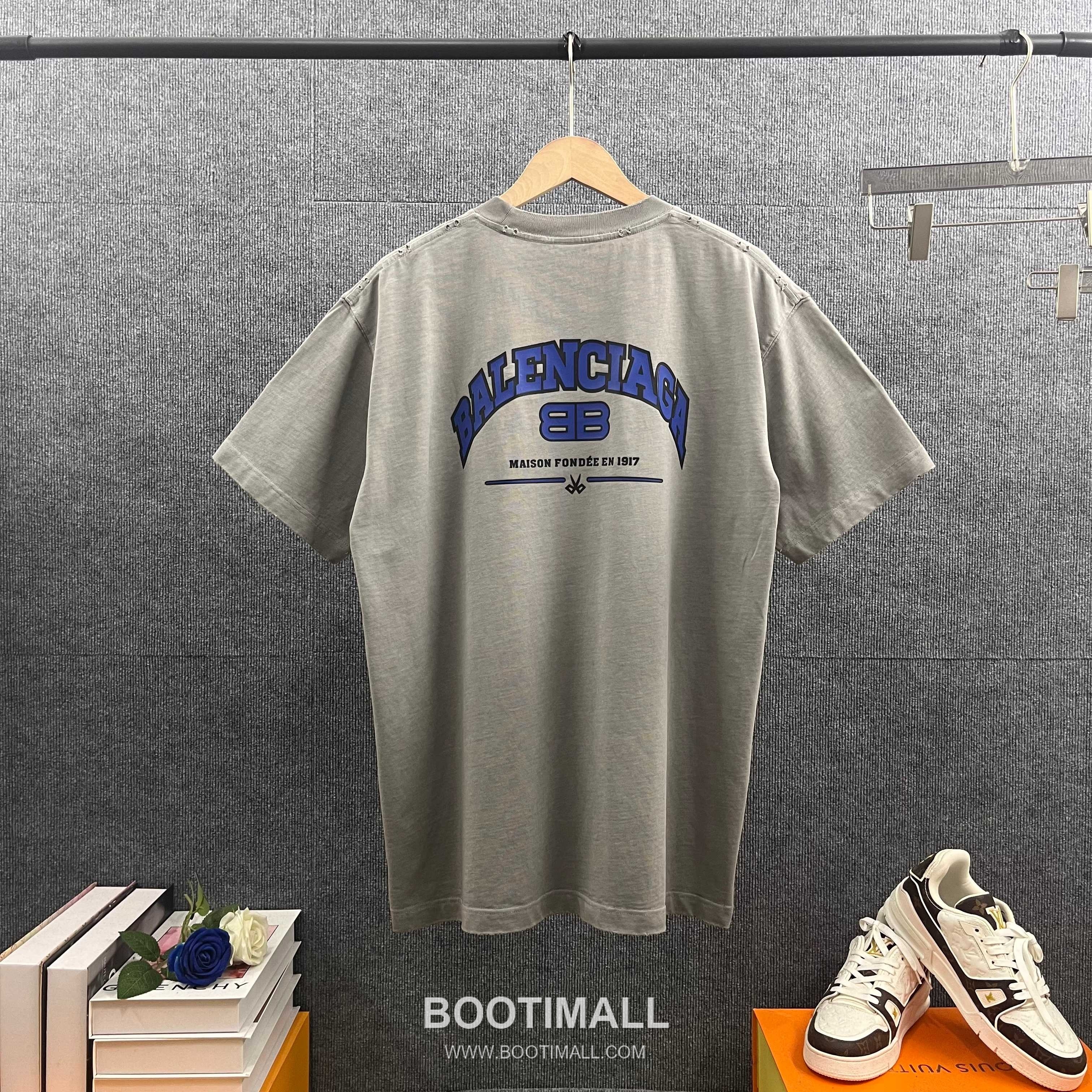 Balenciaga 2026 S/S Cotton Distressed Washed Silicone Logo T-Shirt 발렌시아가 2026SS 코튼 디스트로이드 워싱 실리콘 로고 티셔츠 8