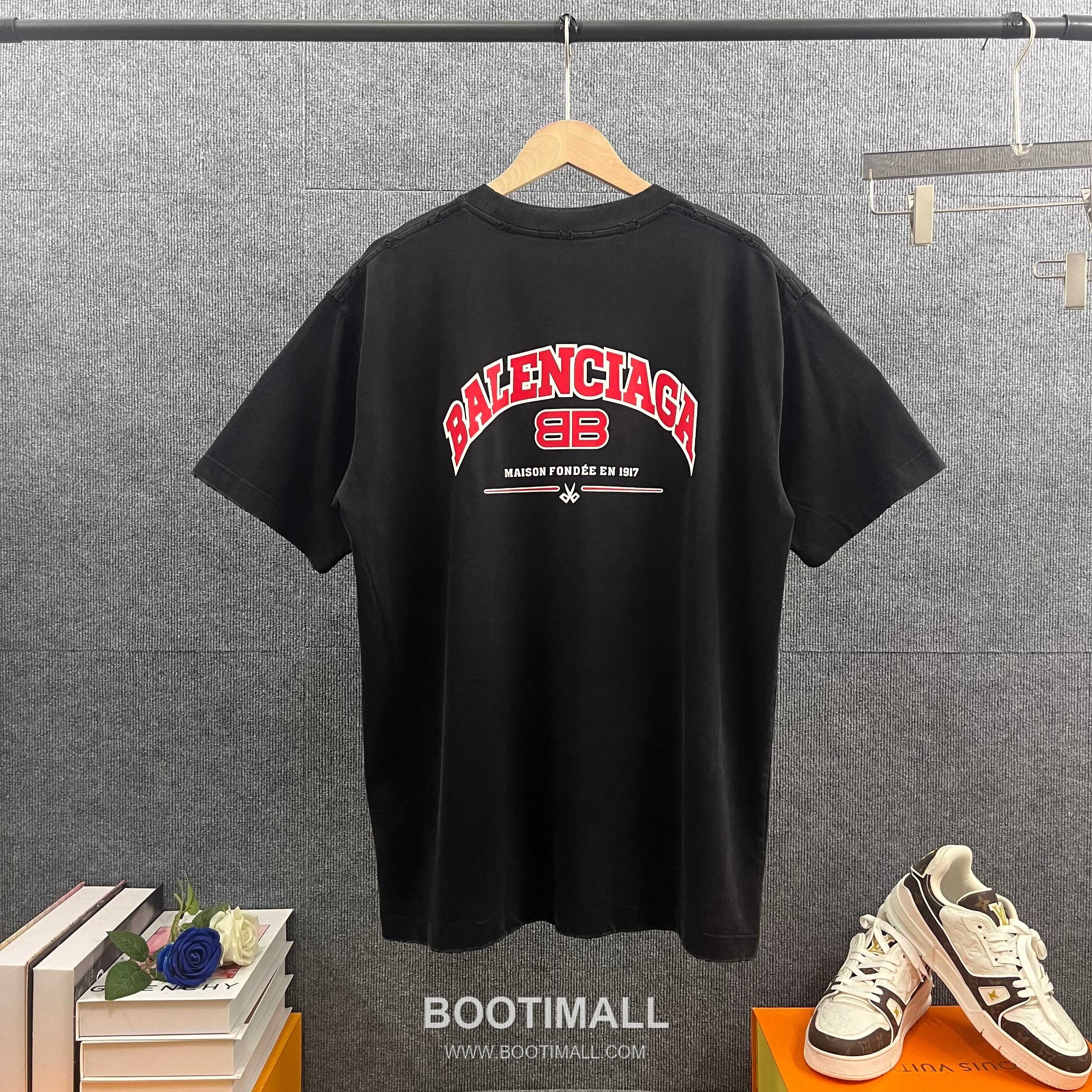 Balenciaga 2026 S/S Cotton Distressed Washed Silicone Logo T-Shirt 발렌시아가 2026SS 코튼 디스트로이드 워싱 실리콘 로고 티셔츠 8