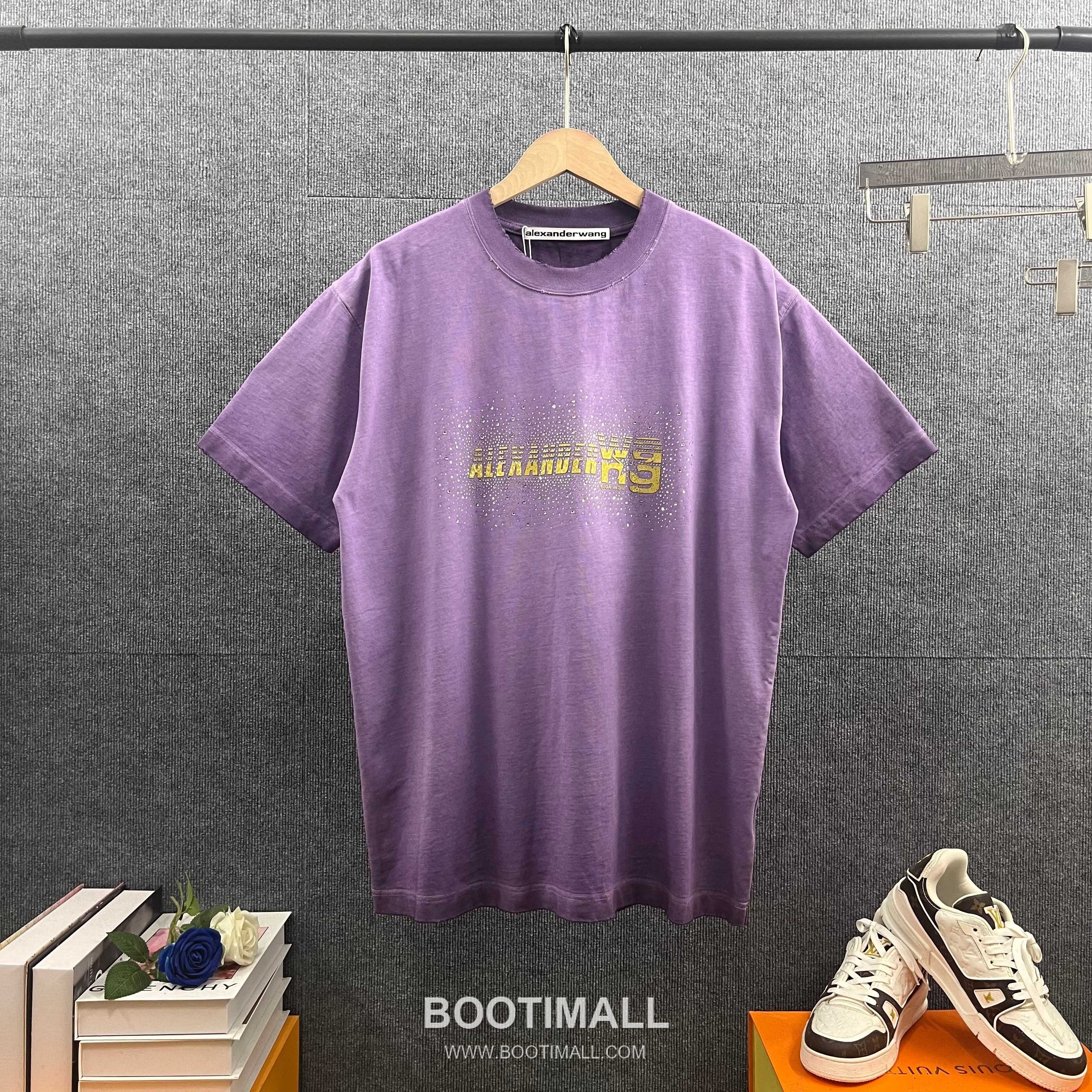 Alexander Wang 2026 S/S Cotton Distressed Washed Crystal Silicone Logo T-Shirt 알렉산더왕 2026SS 코튼 디스트로이드 워싱 크리스탈 실리콘 로고 티셔츠 3