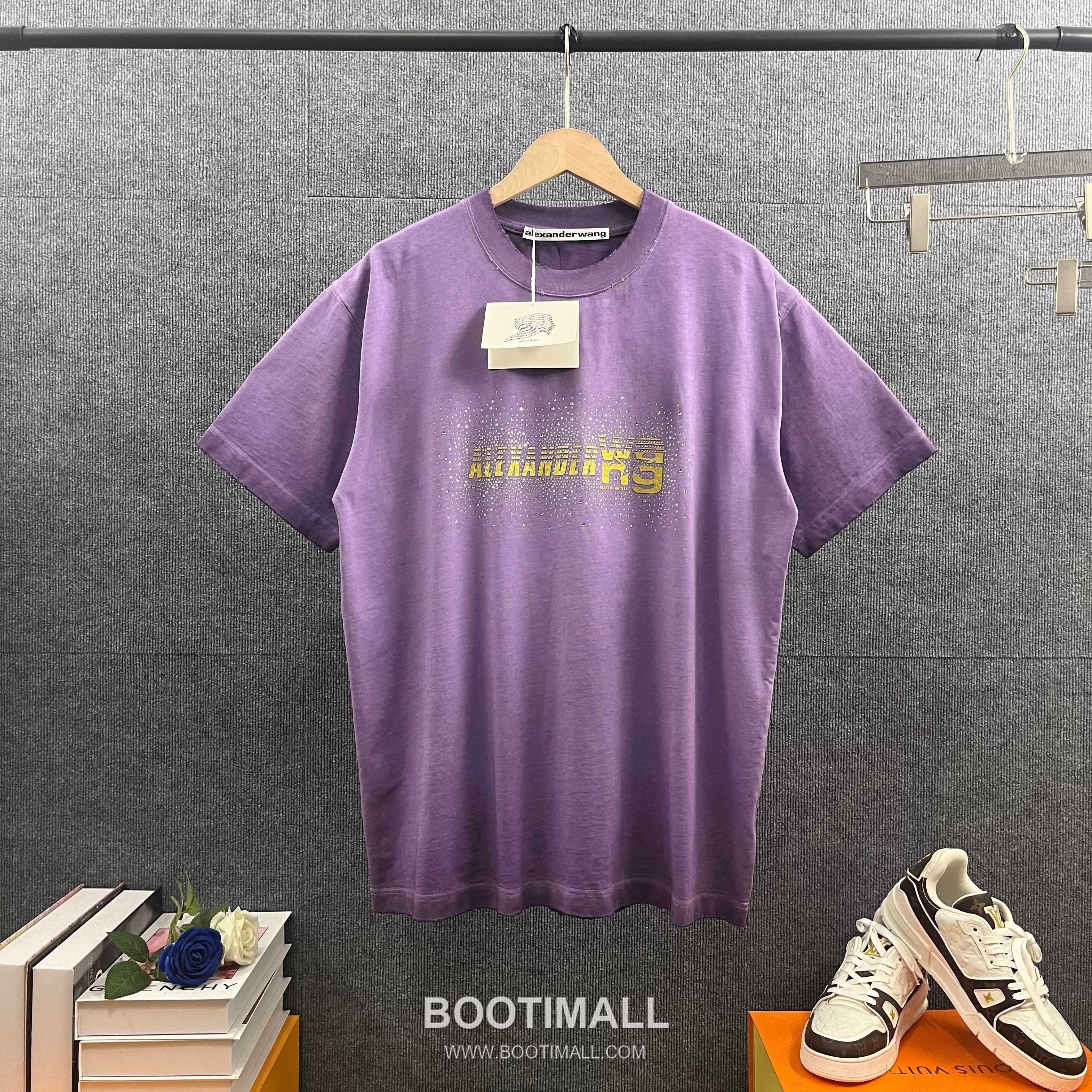 Alexander Wang 2026 S/S Cotton Distressed Washed Crystal Silicone Logo T-Shirt 알렉산더왕 2026SS 코튼 디스트로이드 워싱 크리스탈 실리콘 로고 티셔츠 6