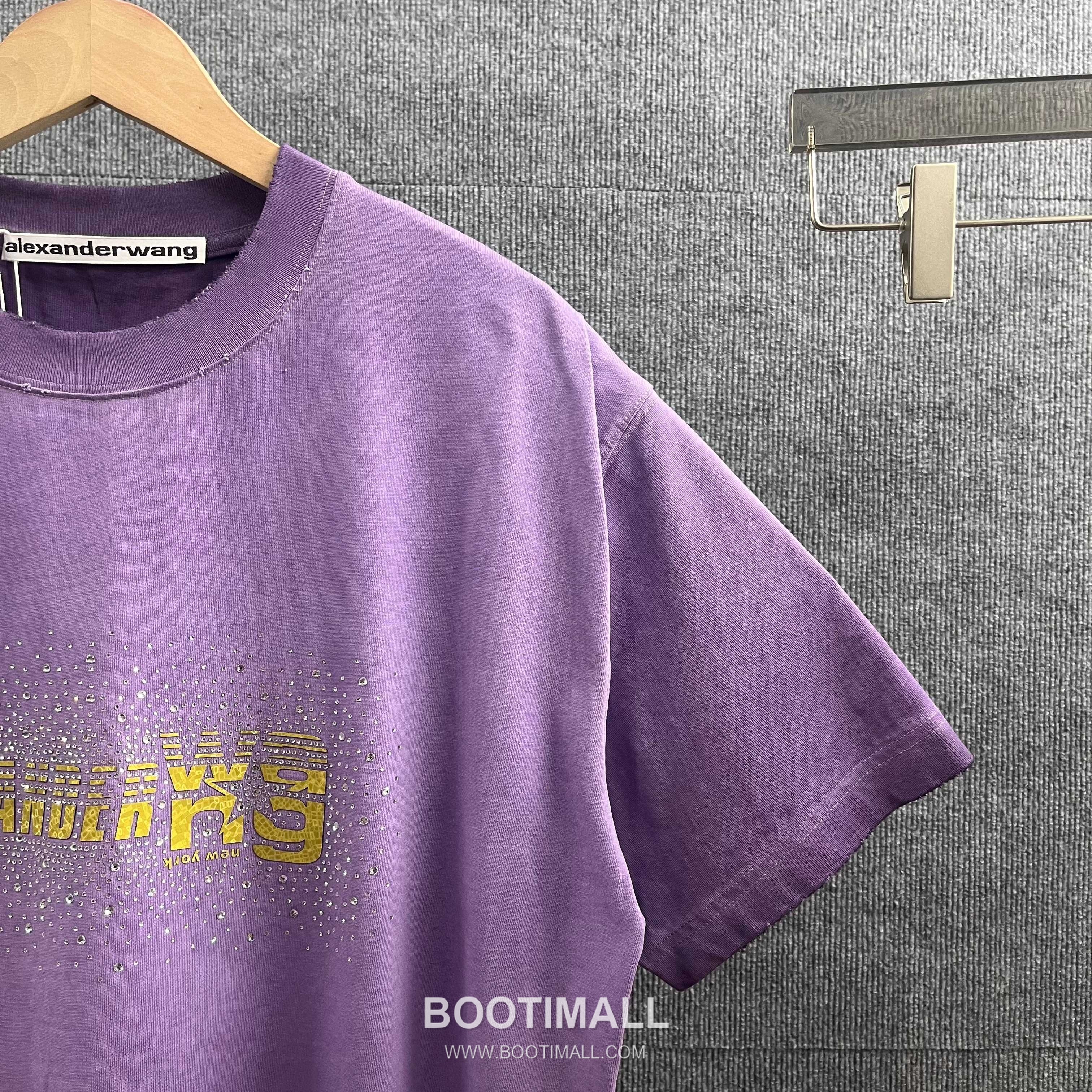 Alexander Wang 2026 S/S Cotton Distressed Washed Crystal Silicone Logo T-Shirt 알렉산더왕 2026SS 코튼 디스트로이드 워싱 크리스탈 실리콘 로고 티셔츠 9