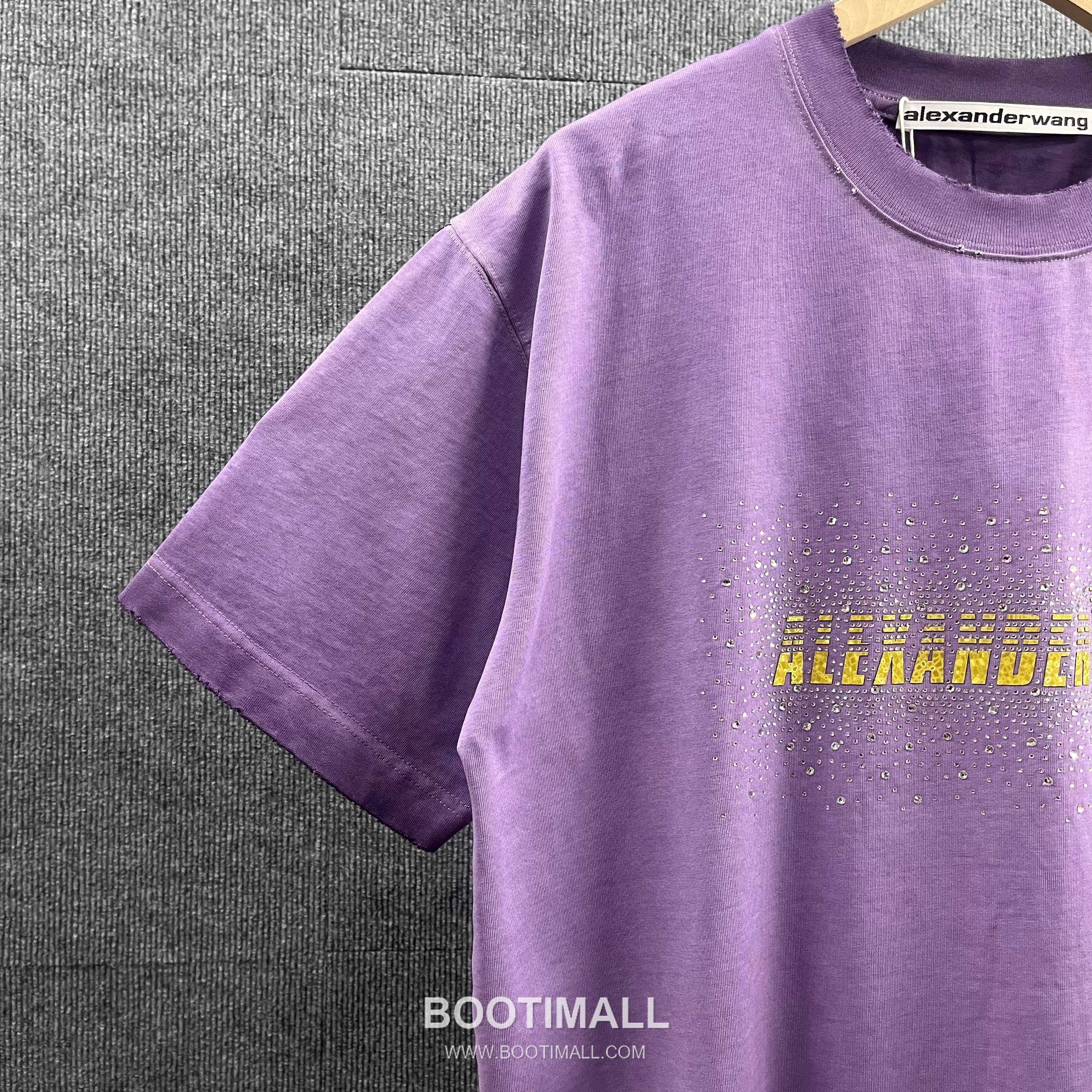 Alexander Wang 2026 S/S Cotton Distressed Washed Crystal Silicone Logo T-Shirt 알렉산더왕 2026SS 코튼 디스트로이드 워싱 크리스탈 실리콘 로고 티셔츠 10