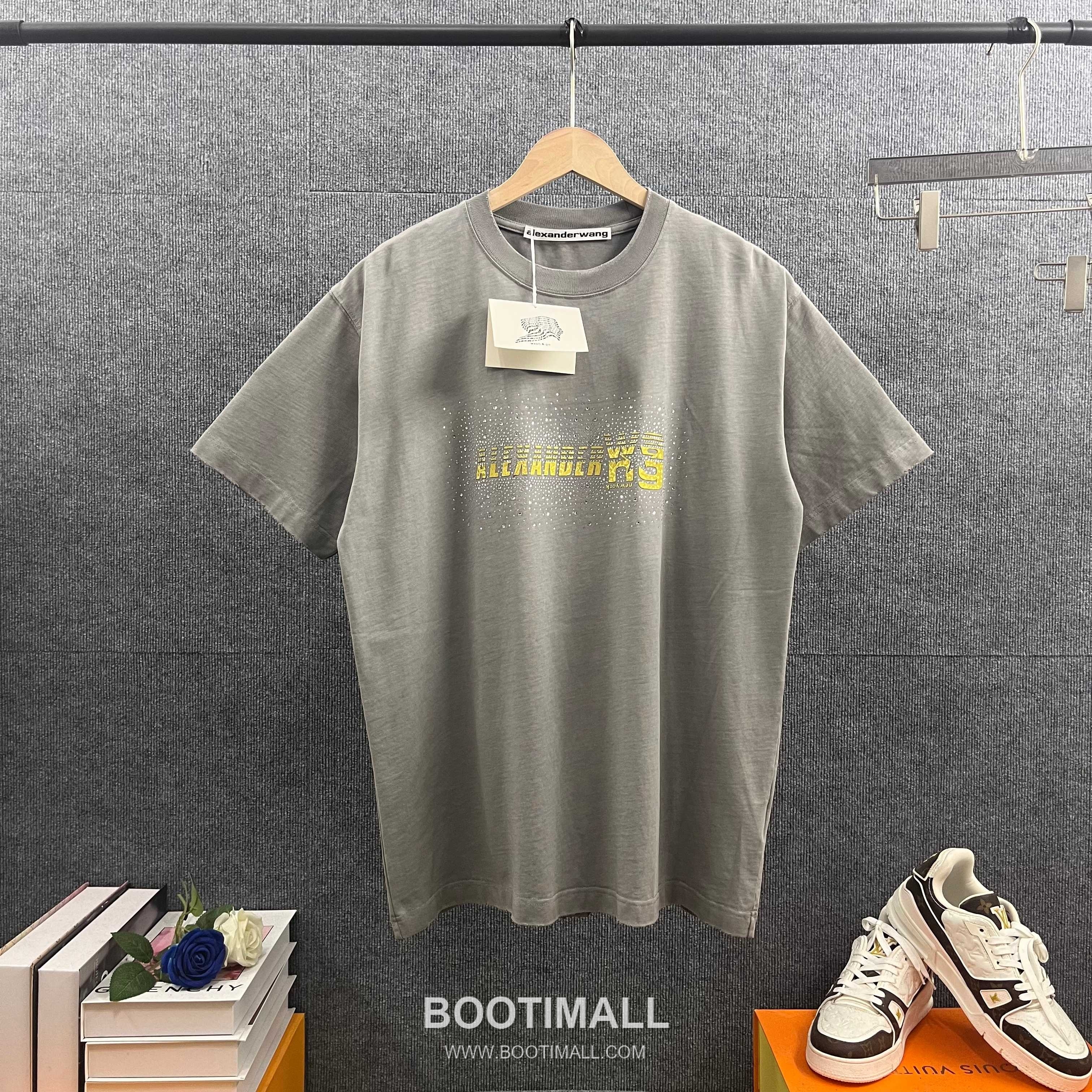 Alexander Wang 2026 S/S Cotton Distressed Washed Crystal Silicone Logo T-Shirt 알렉산더왕 2026SS 코튼 디스트로이드 워싱 크리스탈 실리콘 로고 티셔츠 6