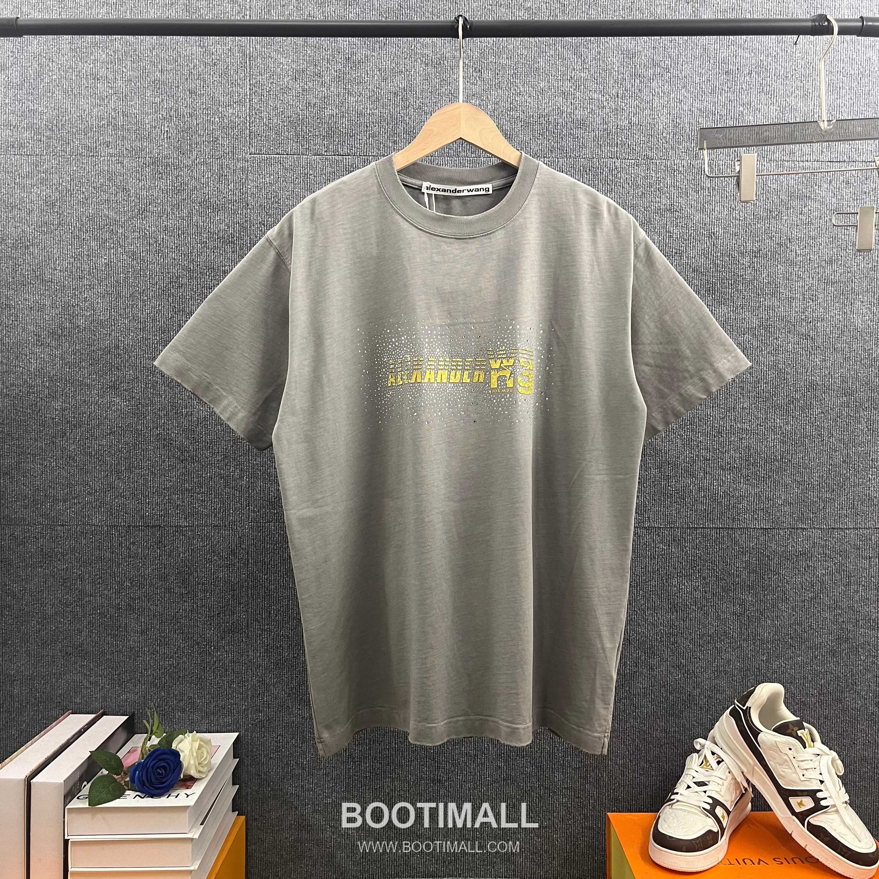 Alexander Wang 2026 S/S Cotton Distressed Washed Crystal Silicone Logo T-Shirt 알렉산더왕 2026SS 코튼 디스트로이드 워싱 크리스탈 실리콘 로고 티셔츠 7