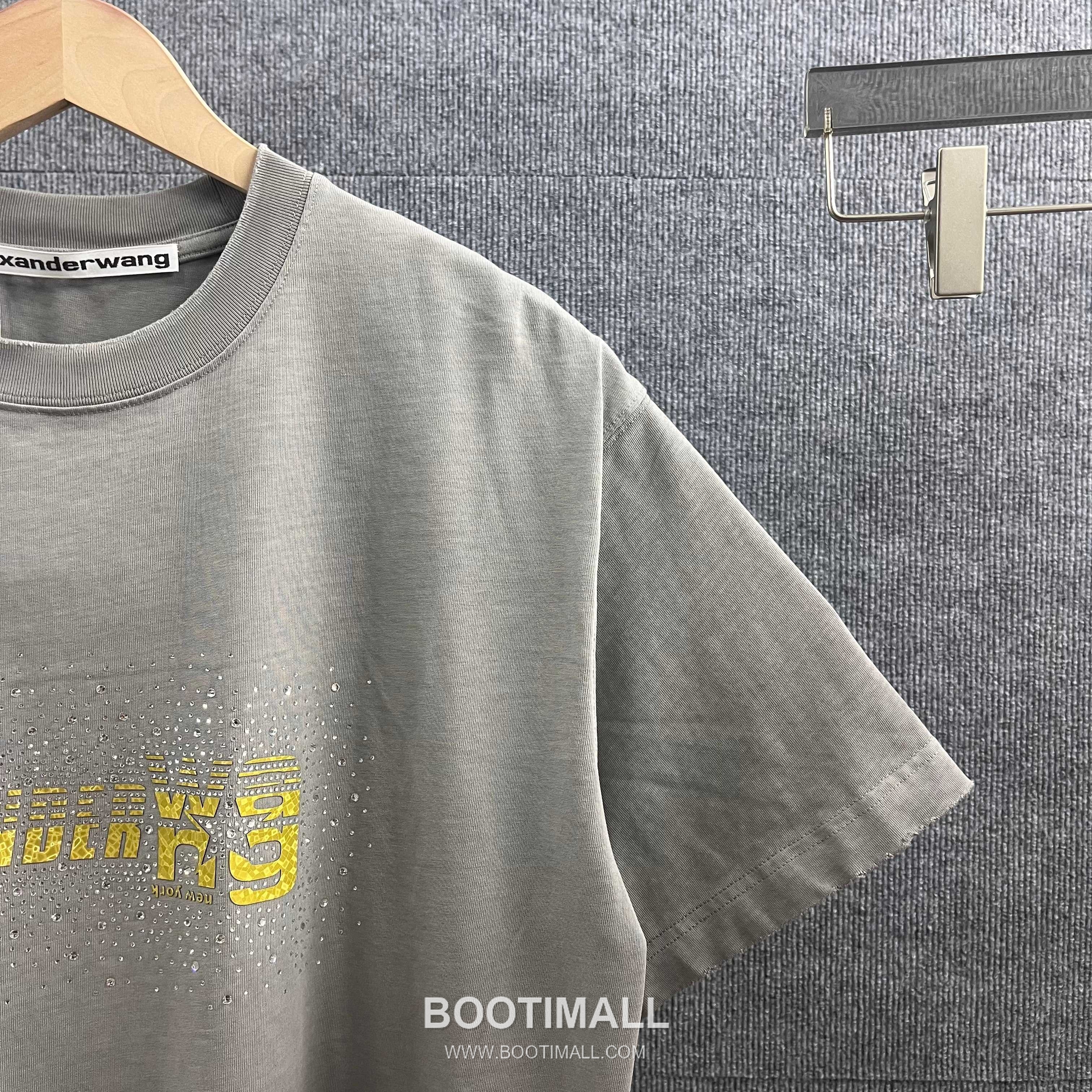 Alexander Wang 2026 S/S Cotton Distressed Washed Crystal Silicone Logo T-Shirt 알렉산더왕 2026SS 코튼 디스트로이드 워싱 크리스탈 실리콘 로고 티셔츠 9