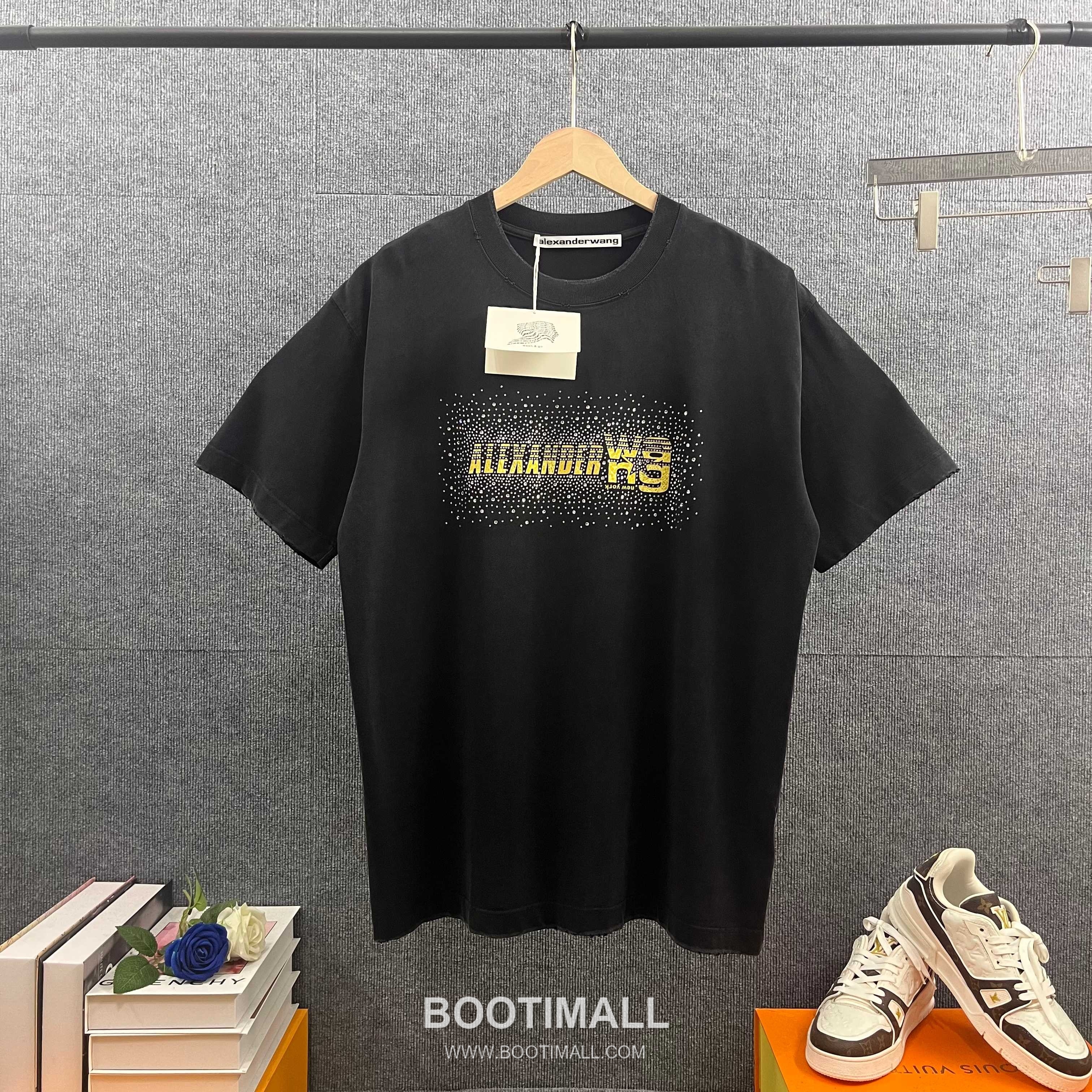 Alexander Wang 2026 S/S Cotton Distressed Washed Crystal Silicone Logo T-Shirt 알렉산더왕 2026SS 코튼 디스트로이드 워싱 크리스탈 실리콘 로고 티셔츠 6