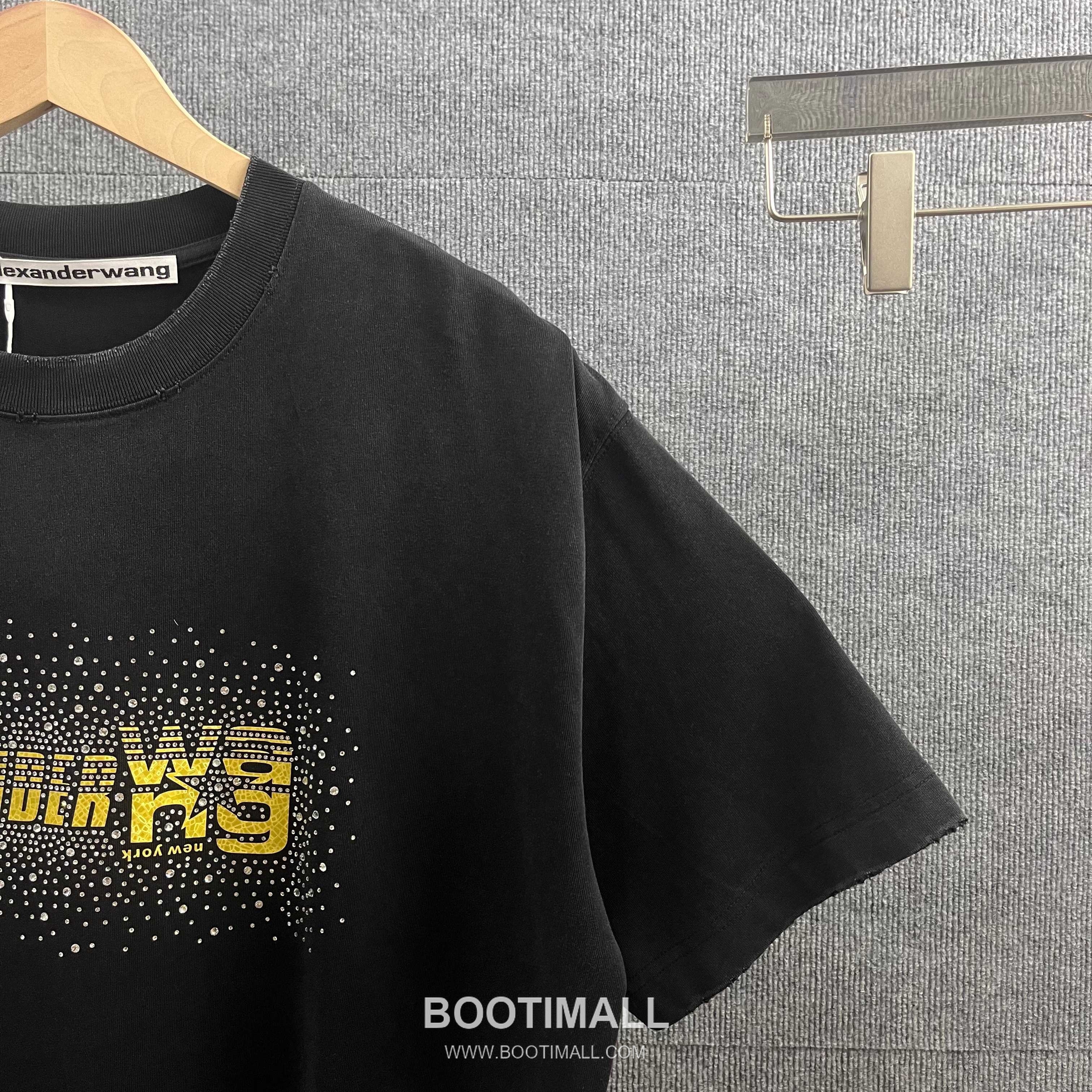 Alexander Wang 2026 S/S Cotton Distressed Washed Crystal Silicone Logo T-Shirt 알렉산더왕 2026SS 코튼 디스트로이드 워싱 크리스탈 실리콘 로고 티셔츠 9