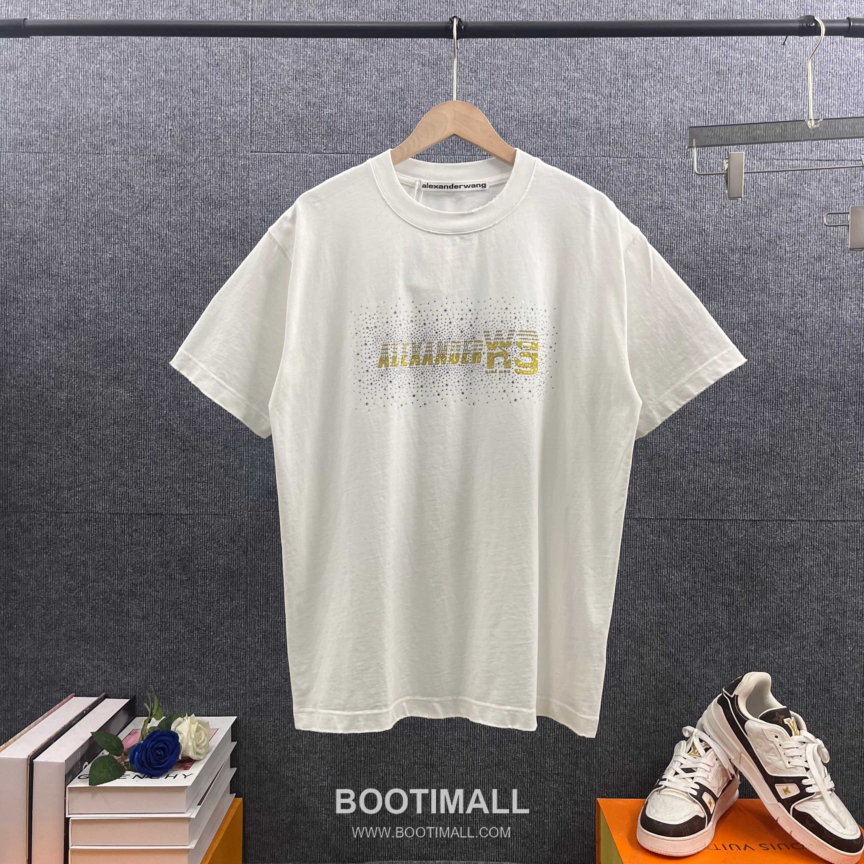 Alexander Wang 2026 S/S Cotton Distressed Washed Crystal Silicone Logo T-Shirt 알렉산더왕 2026SS 코튼 디스트로이드 워싱 크리스탈 실리콘 로고 티셔츠 7