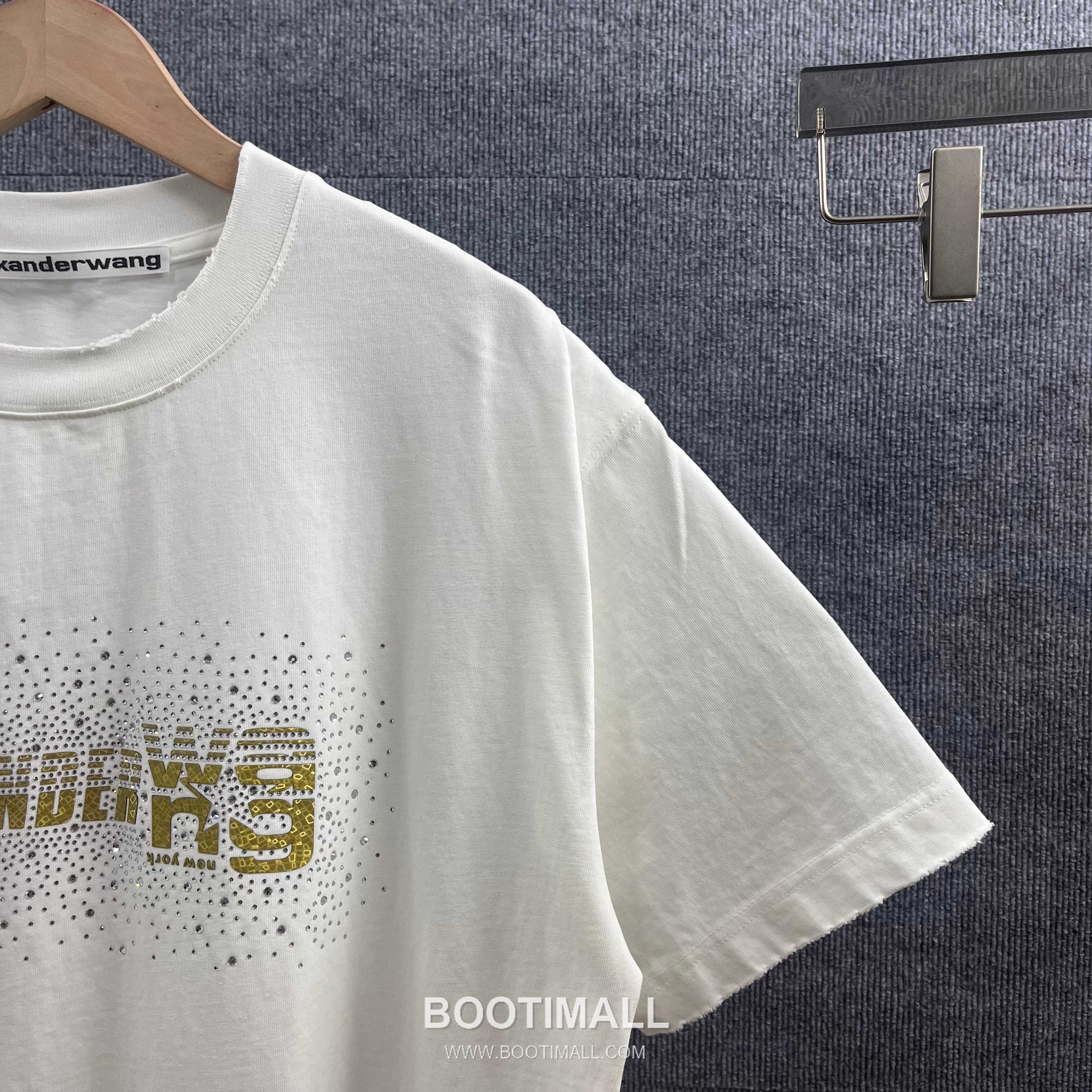 Alexander Wang 2026 S/S Cotton Distressed Washed Crystal Silicone Logo T-Shirt 알렉산더왕 2026SS 코튼 디스트로이드 워싱 크리스탈 실리콘 로고 티셔츠 9