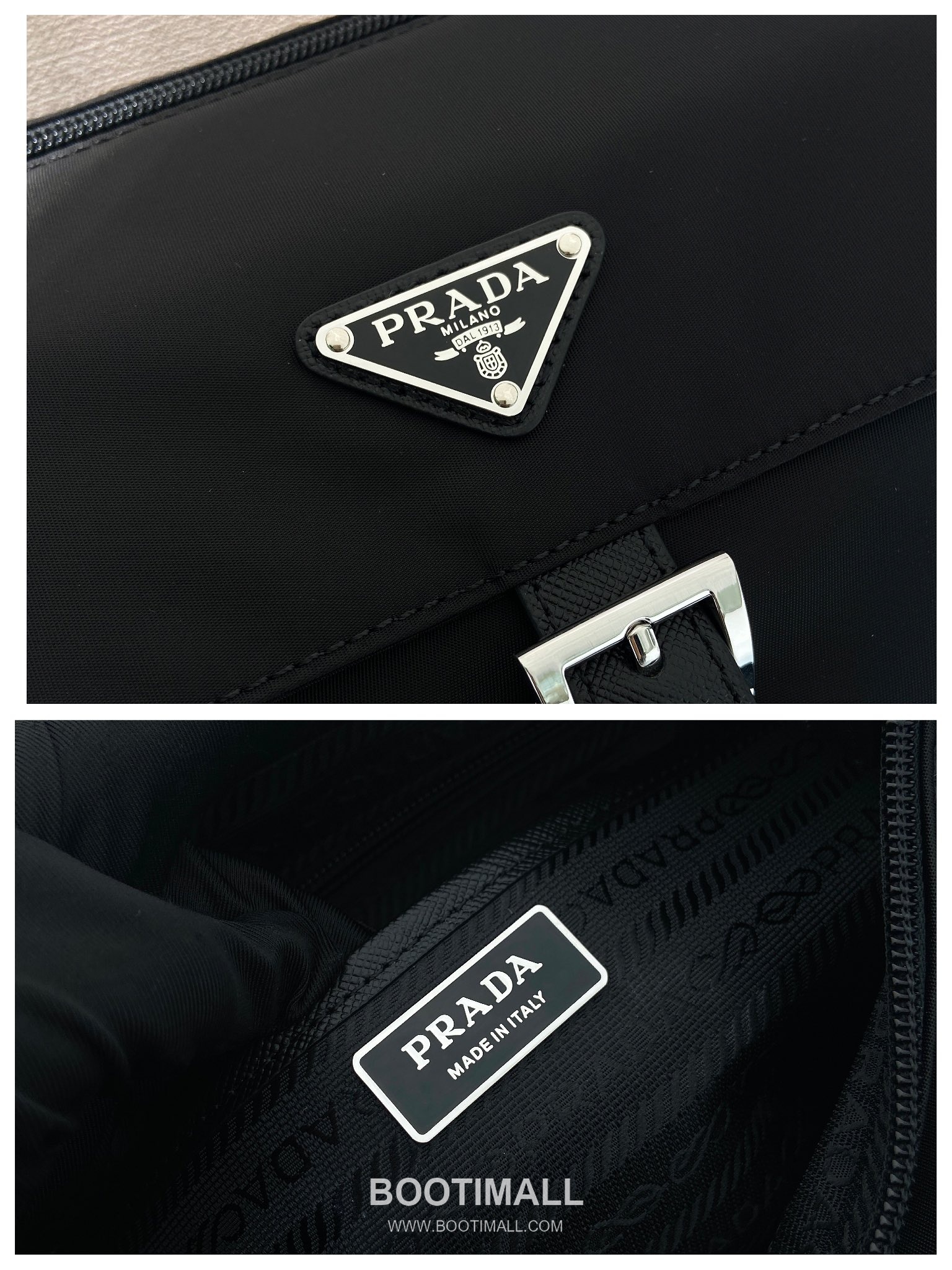 Prada Nylon Crossbody Bag with Saffiano Trim and Detachable Pouch Detail 프라다 나일론 사피아노 트림 탈부착 파우치 크로스바디백 1BD994 25cm 9