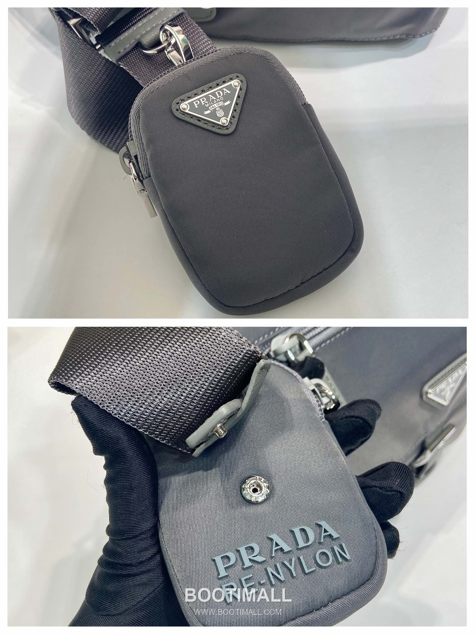 Prada Nylon Crossbody Bag with Saffiano Trim and Detachable Pouch Detail 프라다 나일론 사피아노 트림 탈부착 파우치 크로스바디백 1BD994 25cm 7
