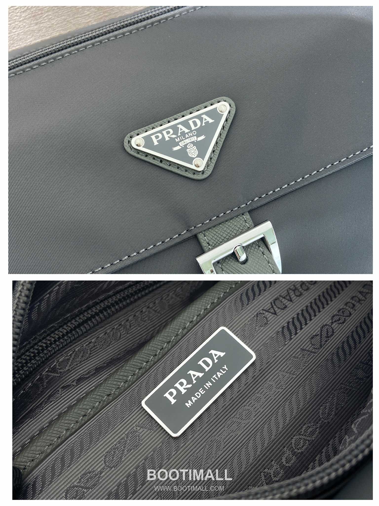 Prada Nylon Crossbody Bag with Saffiano Trim and Detachable Pouch Detail 프라다 나일론 사피아노 트림 탈부착 파우치 크로스바디백 1BD994 25cm 9