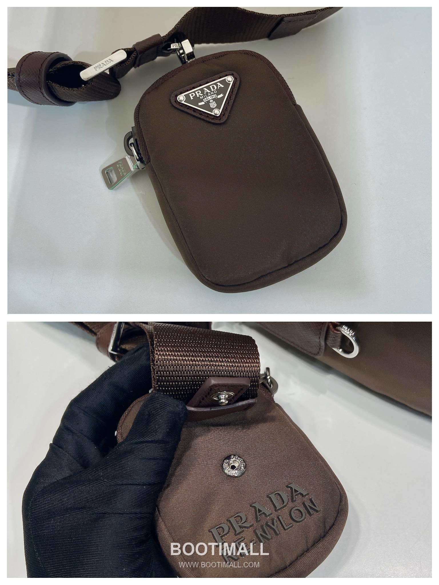 Prada Nylon Crossbody Bag with Saffiano Trim and Detachable Pouch Detail 프라다 나일론 사피아노 트림 탈부착 파우치 크로스바디백 1BD994 25cm 7