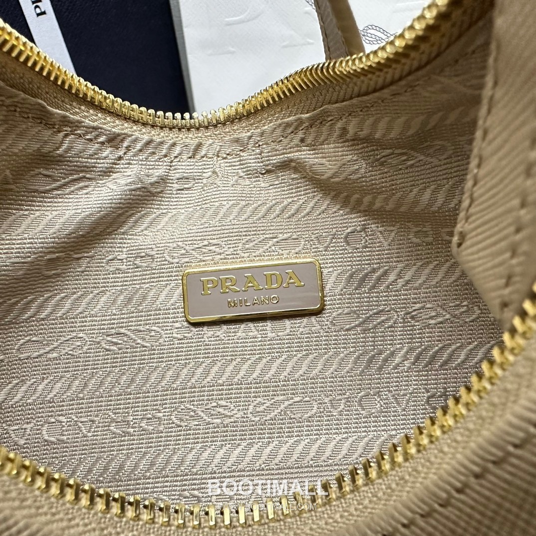 Prada Hobo Crossgrain Calfskin Shoulder Bag with Triangle Logo Strap 프라다 호보 크로스그레인 카프스킨 트라이앵글 로고 스트랩 숄더백 1BC204 22cm 9