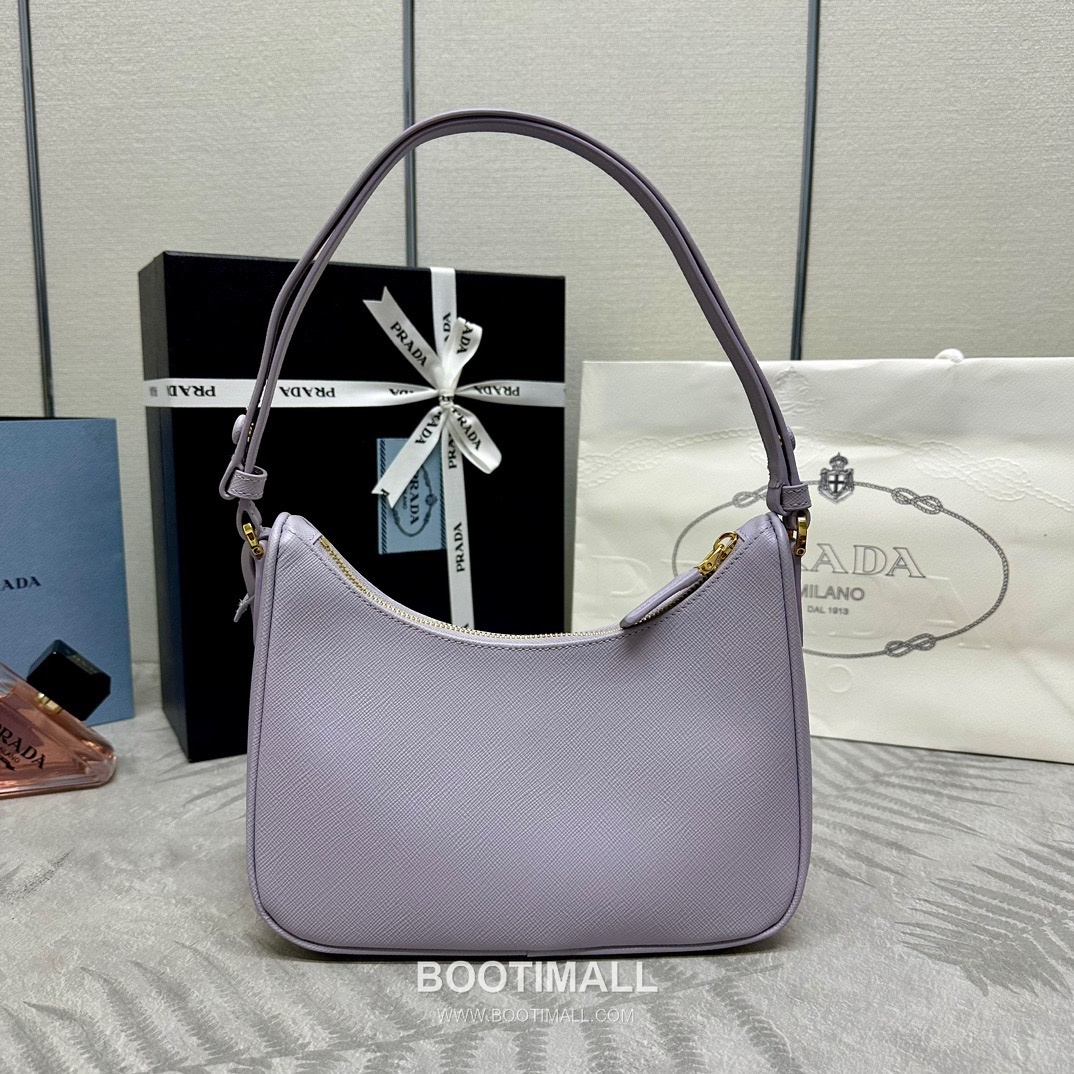Prada Hobo Crossgrain Calfskin Shoulder Bag with Triangle Logo Strap 프라다 호보 크로스그레인 카프스킨 트라이앵글 로고 스트랩 숄더백 1BC204 22cm 2