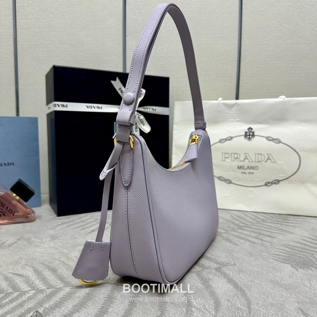 Prada Hobo Crossgrain Calfskin Shoulder Bag with Triangle Logo Strap 프라다 호보 크로스그레인 카프스킨 트라이앵글 로고 스트랩 숄더백 1BC204 22cm 3