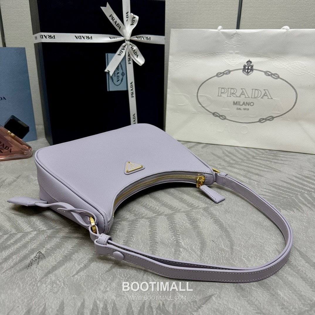 Prada Hobo Crossgrain Calfskin Shoulder Bag with Triangle Logo Strap 프라다 호보 크로스그레인 카프스킨 트라이앵글 로고 스트랩 숄더백 1BC204 22cm 4