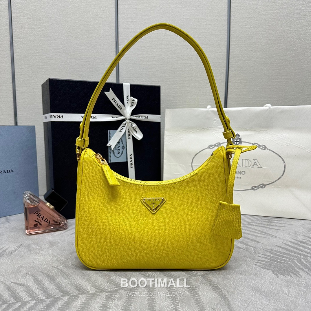 Prada Hobo Crossgrain Calfskin Shoulder Bag with Triangle Logo Strap 프라다 호보 크로스그레인 카프스킨 트라이앵글 로고 스트랩 숄더백 1BC204 22cm 1