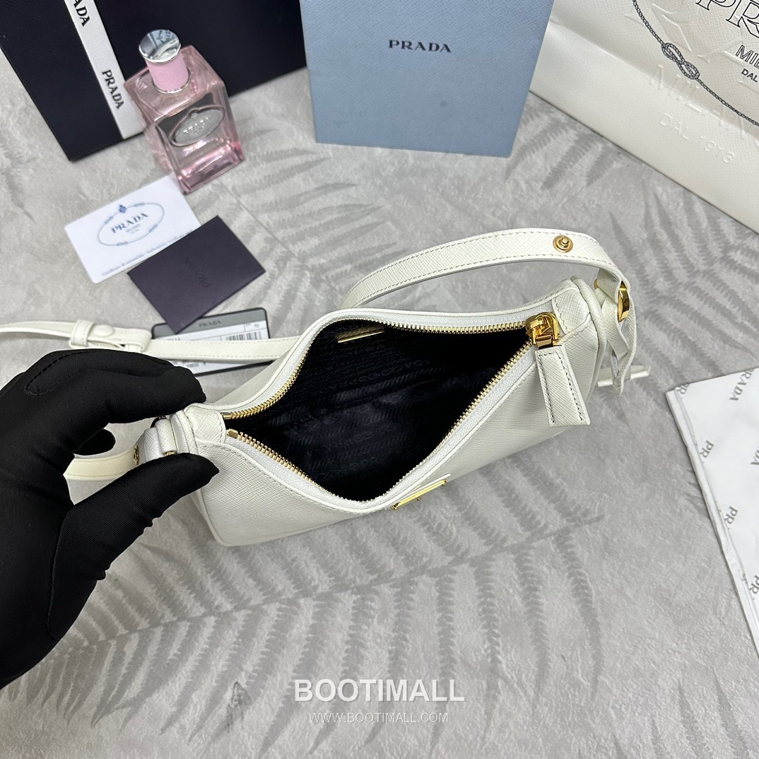Prada Hobo Crossgrain Calfskin Shoulder Bag with Triangle Logo Strap 프라다 호보 크로스그레인 카프스킨 트라이앵글 로고 스트랩 숄더백 1BC204 22cm 8