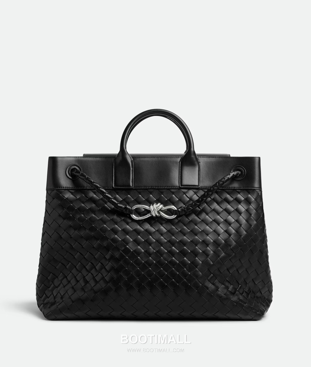 Bottega Veneta Andiamo Voyager Intrecciato Calfskin Leather Black Travel Tote Bag 보테가베네타 안디아모 보이저 인트레치아토 카프스킨 레더 블랙 트래블 토트백 20192380 43cm 1