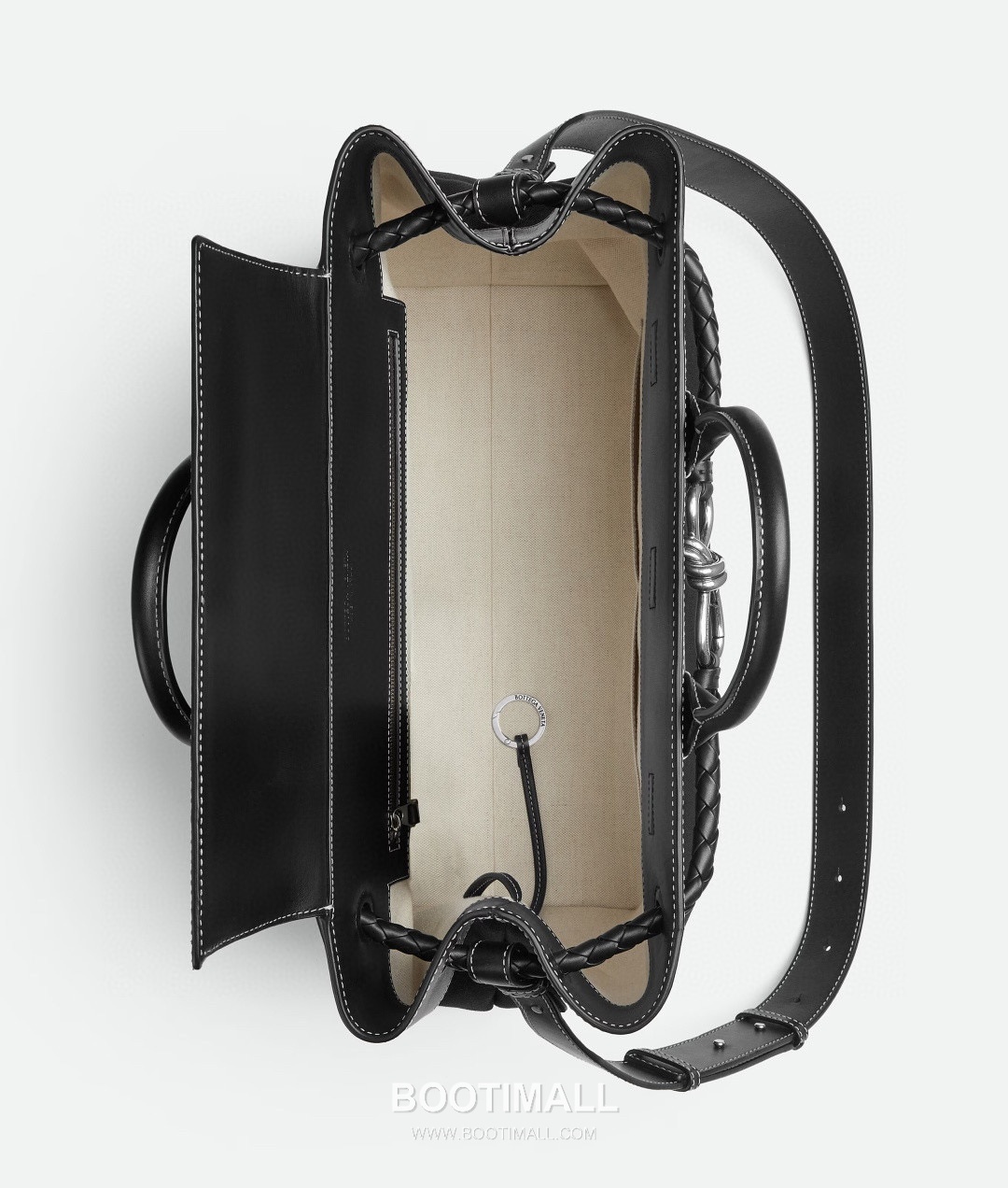 Bottega Veneta Andiamo Voyager Calfskin Canvas Leather Black Drawstring Travel Tote Bag 보테가베네타 안디아모 보이저 카프스킨 캔버스 레더 블랙 드로스트링 트래블 토트백 43cm 3