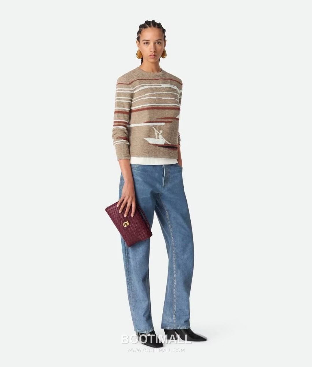 Bottega Veneta Knot Lock Lambskin Leather Black Top Handle Shoulder Bag 보테가베네타 노트락 램스킨 레더 블랙 탑핸들 숄더백 20191180 25cm 2