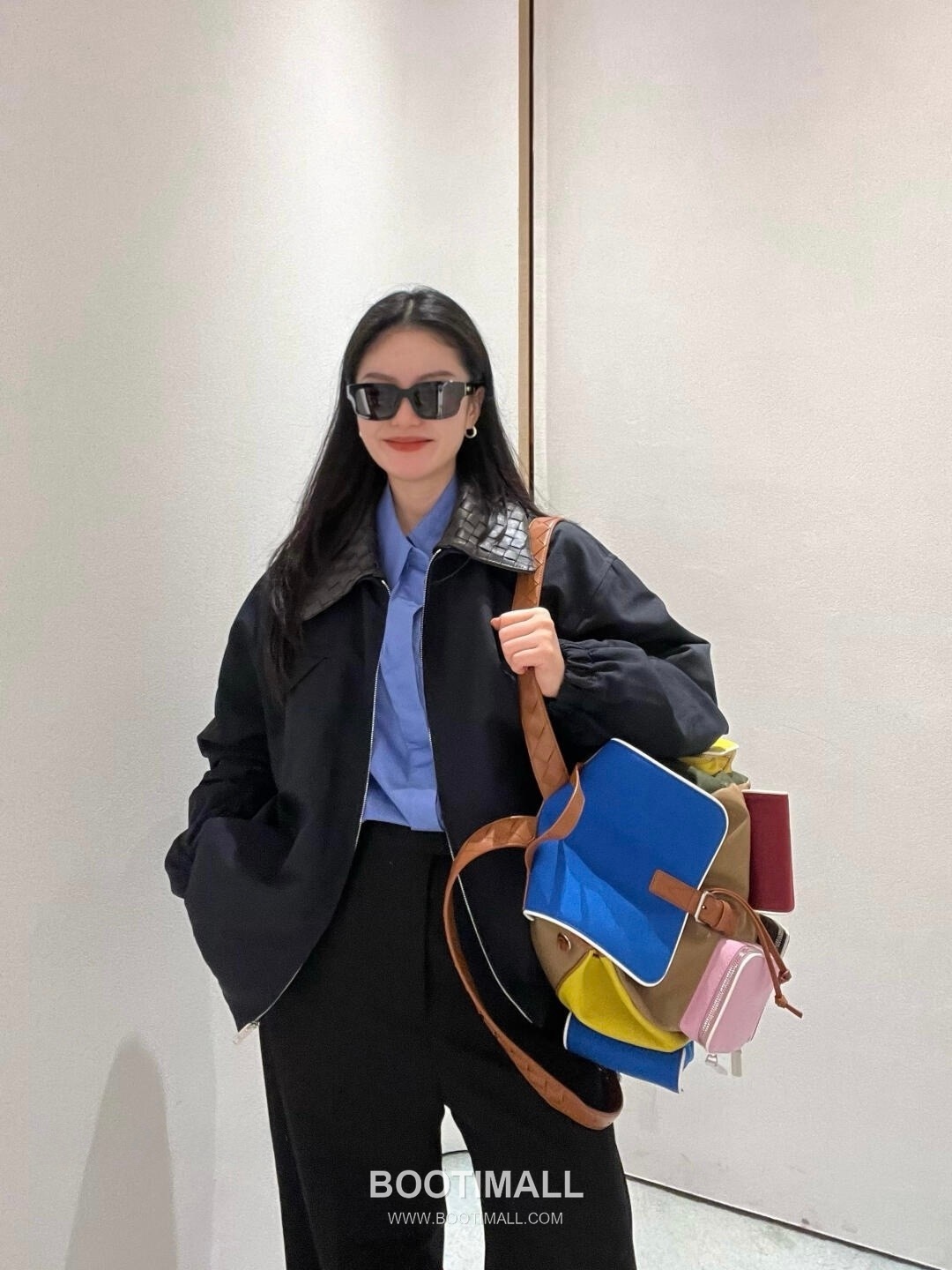 Bottega Veneta Crossroad Calfskin Leather Nylon Black Multi Pocket Backpack 보테가베네타 크로스로드 카프스킨 나일론 레더 블랙 멀티 포켓 백팩 20191980 42cm 3