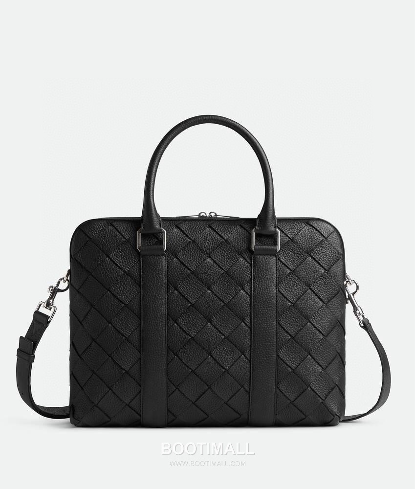 Bottega Veneta Intrecciato Grained Calfskin Leather Black Silver Hardware Briefcase Bag 보테가베네타 인트레치아토 그레인 카프스킨 레더 블랙 실버 하드웨어 브리프케이스백 36cm 1