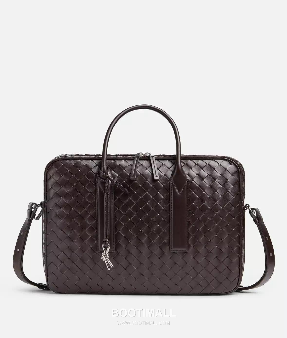 Bottega Veneta GetAway Calfskin Leather Black Dual Compartment Top Handle Crossbody Briefcase Bag 보테가베네타 겟어웨이 카프스킨 레더 블랙 더블 컴파트먼트 탑핸들 크로스바디 브리프케이스백 20191980 39cm 1