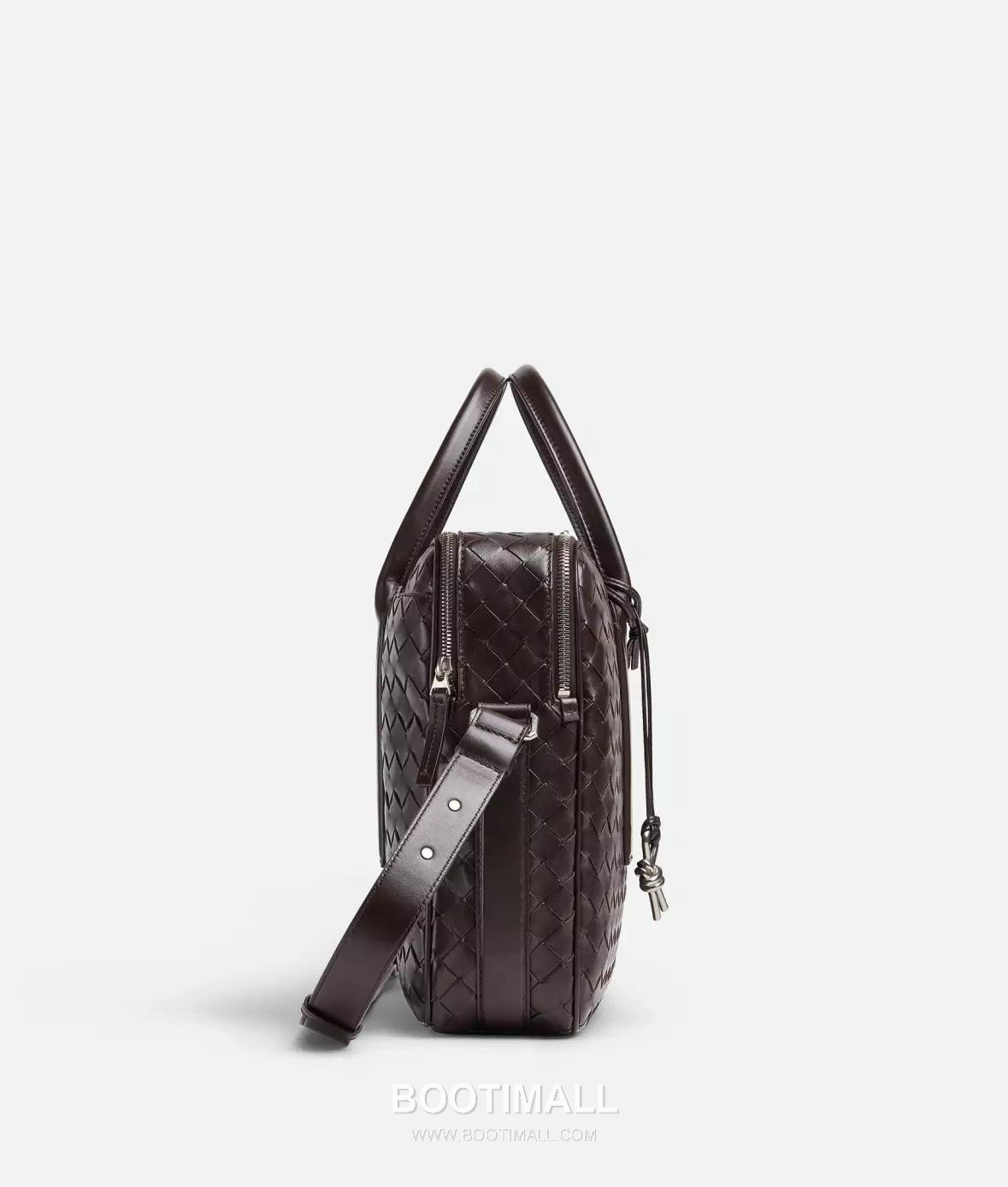 Bottega Veneta GetAway Calfskin Leather Black Dual Compartment Top Handle Crossbody Briefcase Bag 보테가베네타 겟어웨이 카프스킨 레더 블랙 더블 컴파트먼트 탑핸들 크로스바디 브리프케이스백 20191980 39cm 2