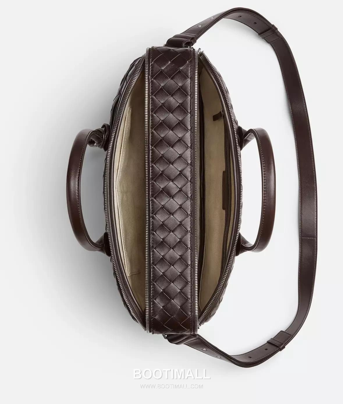 Bottega Veneta GetAway Calfskin Leather Black Dual Compartment Top Handle Crossbody Briefcase Bag 보테가베네타 겟어웨이 카프스킨 레더 블랙 더블 컴파트먼트 탑핸들 크로스바디 브리프케이스백 20191980 39cm 3