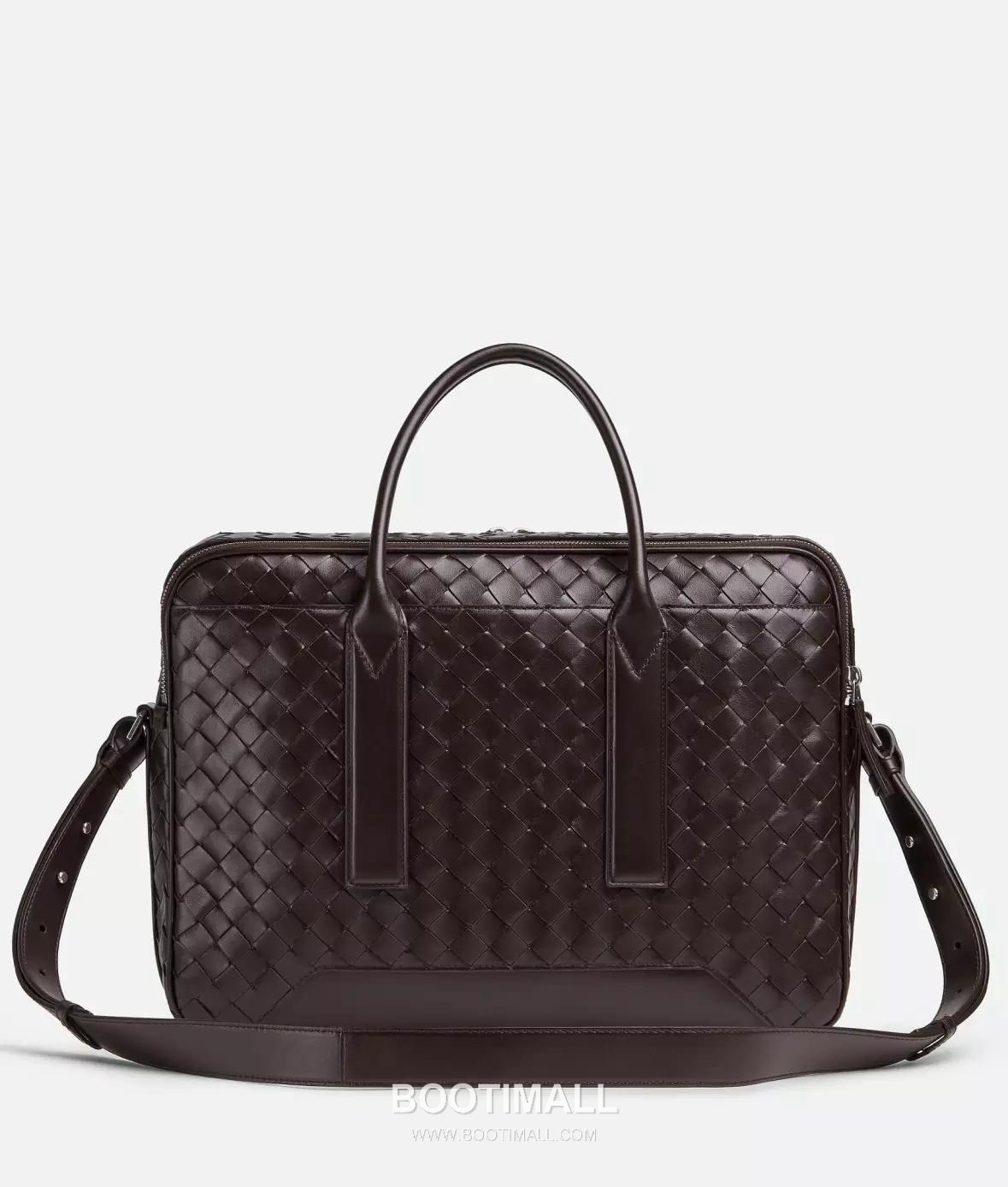 Bottega Veneta GetAway Calfskin Leather Black Dual Compartment Top Handle Crossbody Briefcase Bag 보테가베네타 겟어웨이 카프스킨 레더 블랙 더블 컴파트먼트 탑핸들 크로스바디 브리프케이스백 20191980 39cm 4