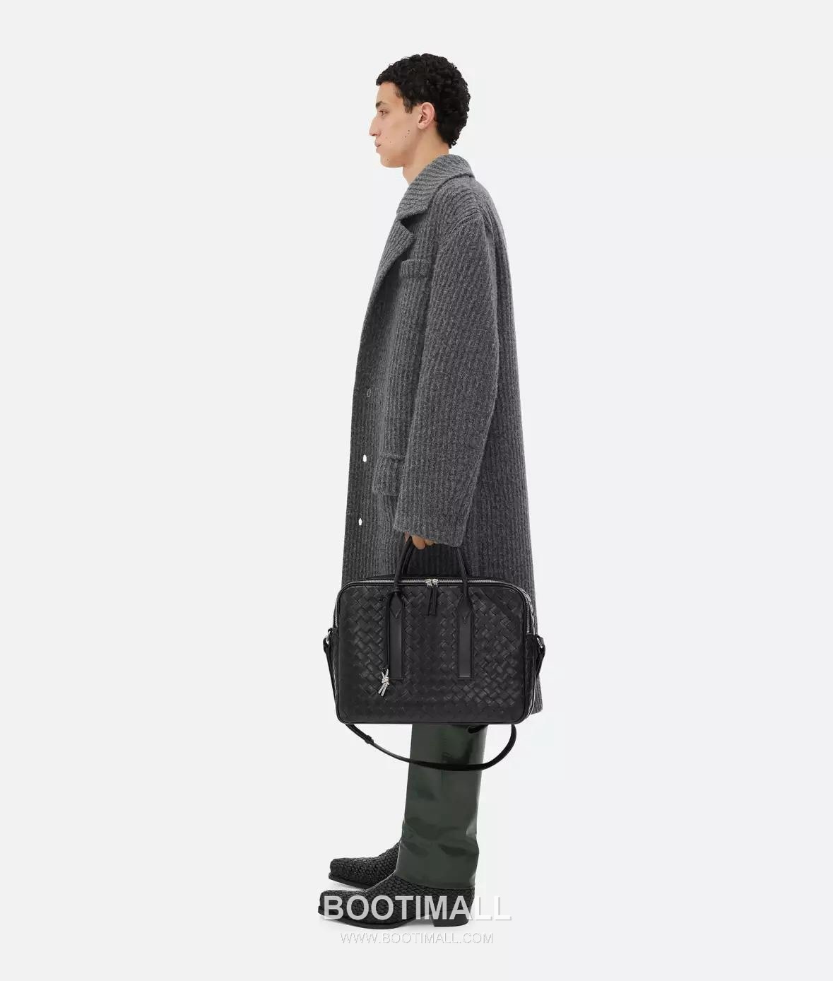 Bottega Veneta GetAway Calfskin Leather Black Dual Compartment Top Handle Crossbody Briefcase Bag 보테가베네타 겟어웨이 카프스킨 레더 블랙 더블 컴파트먼트 탑핸들 크로스바디 브리프케이스백 20191980 39cm 6