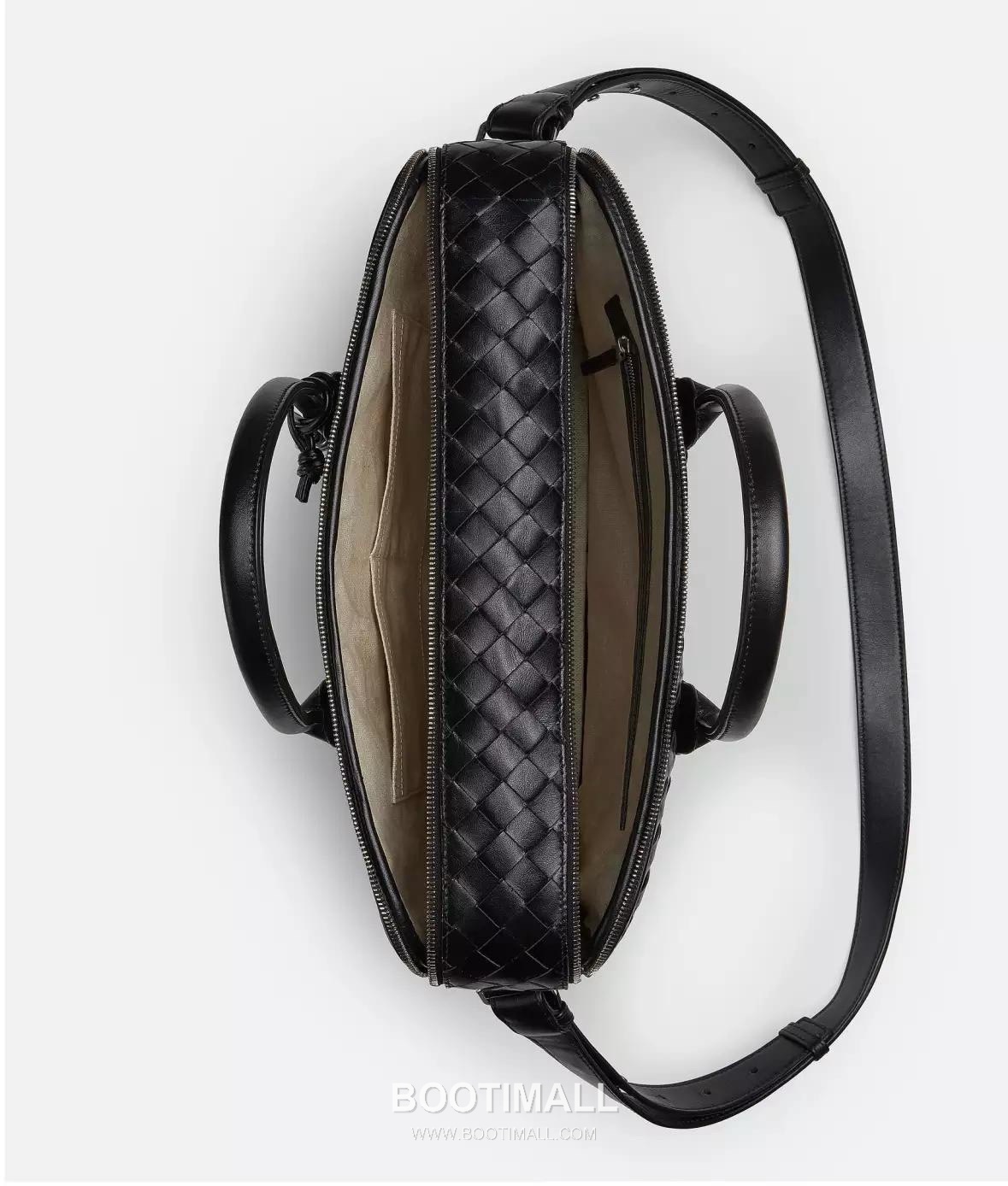 Bottega Veneta GetAway Calfskin Leather Black Dual Compartment Top Handle Crossbody Briefcase Bag 보테가베네타 겟어웨이 카프스킨 레더 블랙 더블 컴파트먼트 탑핸들 크로스바디 브리프케이스백 20191980 39cm 7