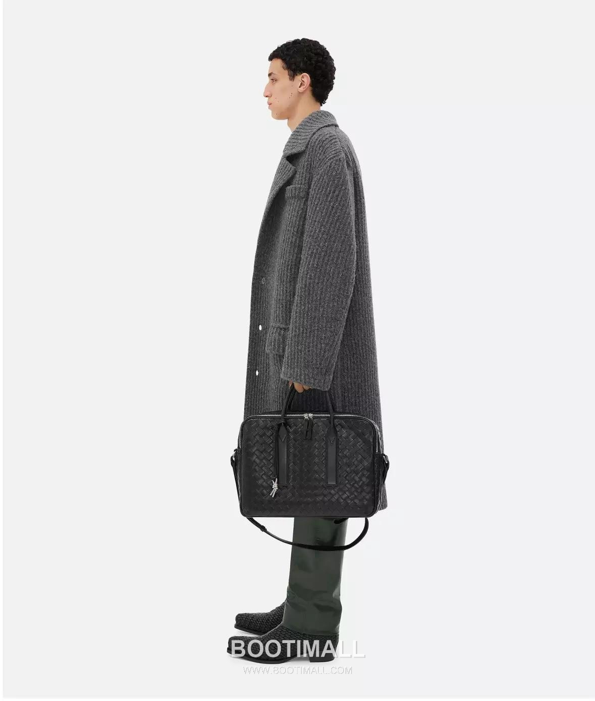 Bottega Veneta GetAway Calfskin Leather Black Dual Compartment Top Handle Crossbody Briefcase Bag 보테가베네타 겟어웨이 카프스킨 레더 블랙 더블 컴파트먼트 탑핸들 크로스바디 브리프케이스백 20191980 39cm 8