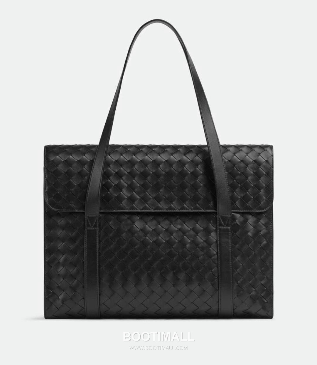 Bottega Veneta Intrecciato Calfskin Leather Black Portfolio Briefcase Bag 보테가베네타 인트레치아토 카프스킨 레더 블랙 포트폴리오 브리프케이스백 20191880 41cm 1