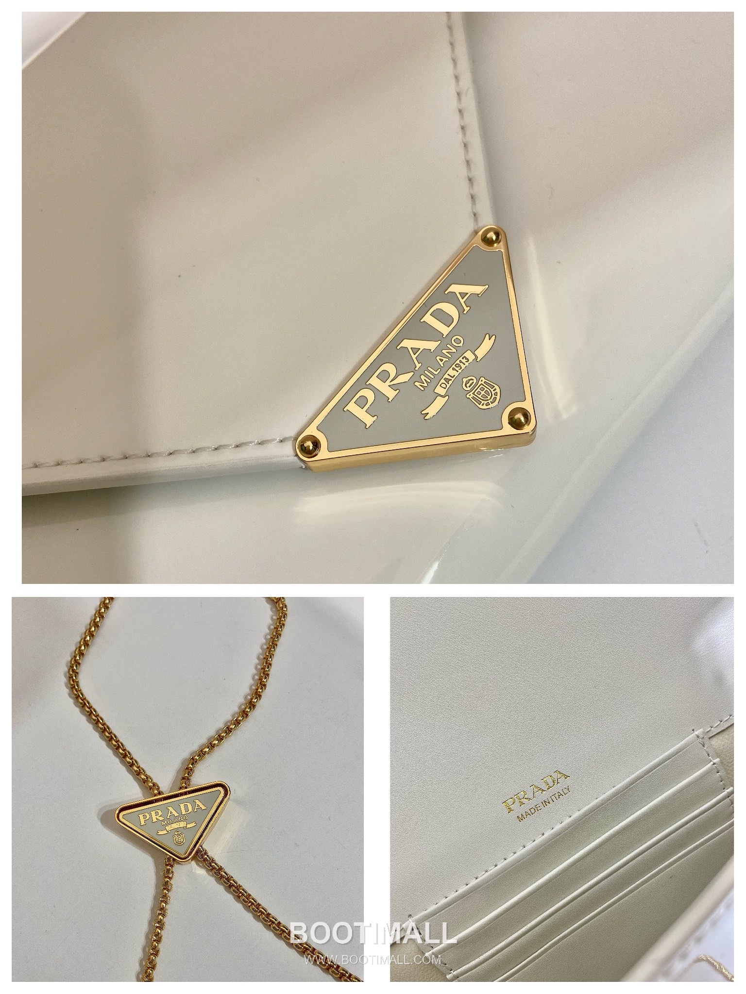Prada Patent Leather Envelope Clutch Bag with Triangle Logo Chain Strap Detail 프라다 페이턴트 레더 트라이앵글 로고 체인 스트랩 엔벨로프 클러치백 1BP051 20cm 9