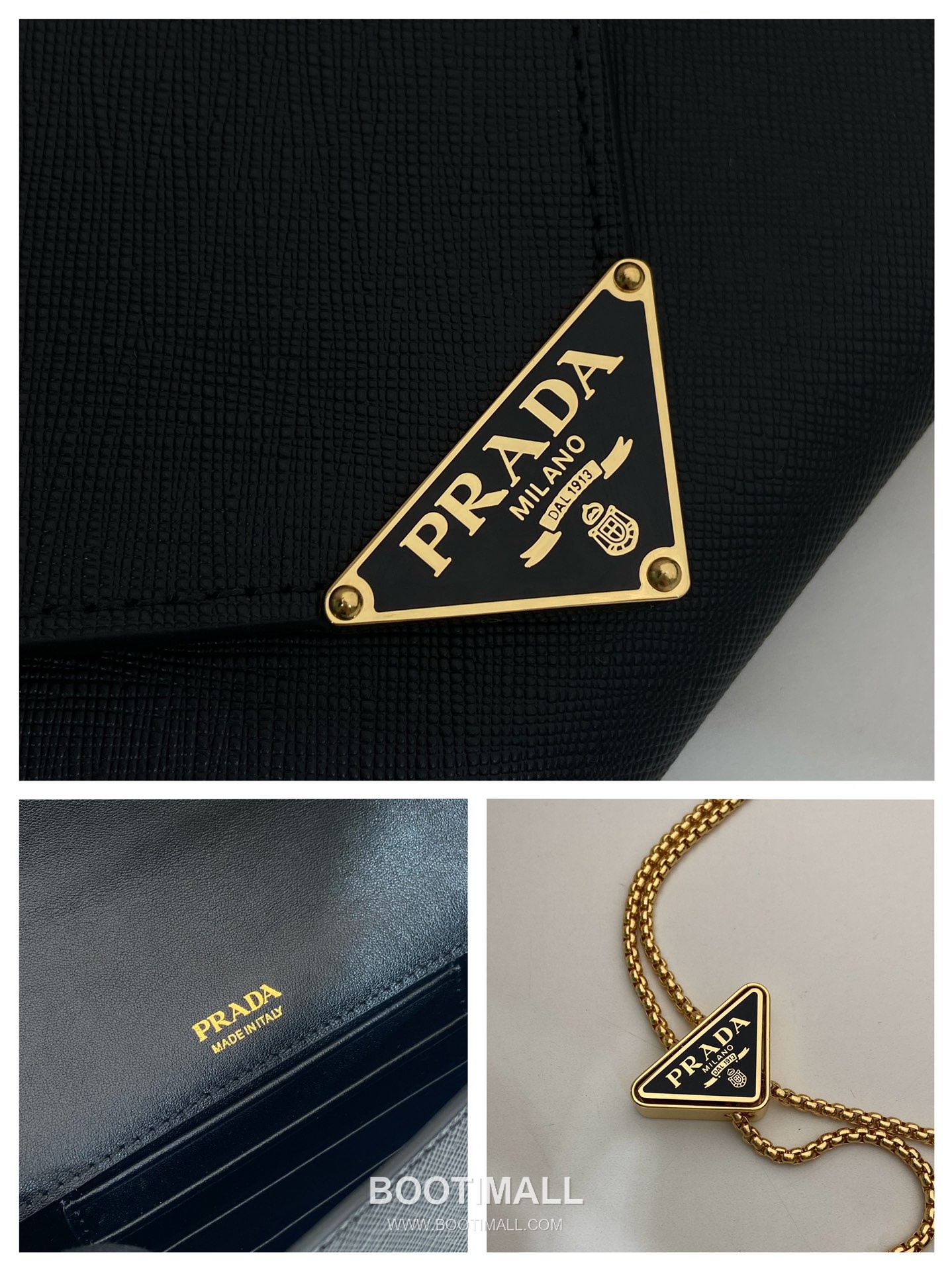 Prada Saffiano Calfskin Envelope Clutch Bag with Triangle Logo Chain Strap Detail 프라다 사피아노 카프스킨 트라이앵글 로고 체인 스트랩 엔벨로프 클러치백 1BP051 20cm 9