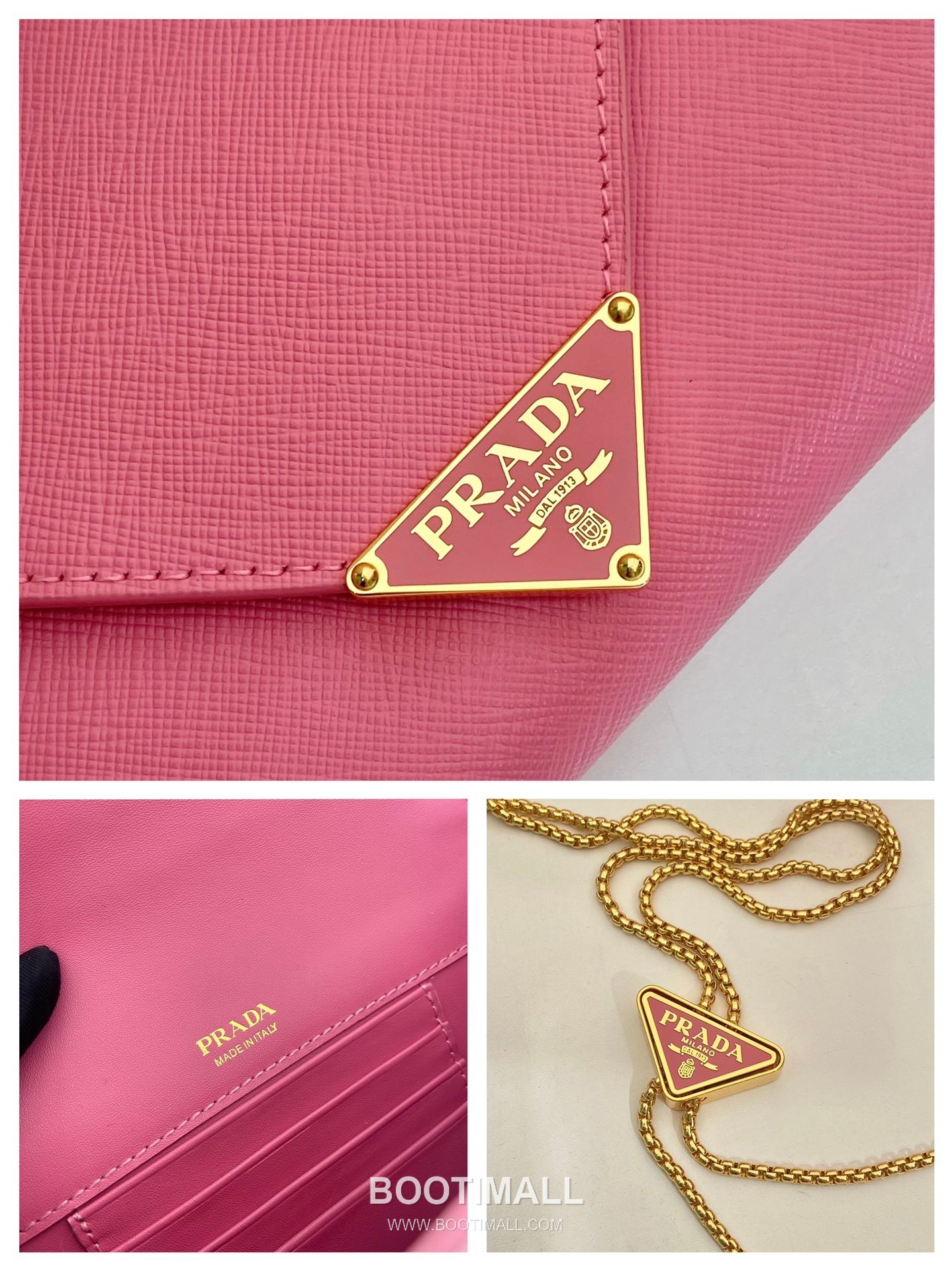 Prada Saffiano Calfskin Envelope Clutch Bag with Triangle Logo Chain Strap Detail 프라다 사피아노 카프스킨 트라이앵글 로고 체인 스트랩 엔벨로프 클러치백 1BP051 20cm 9