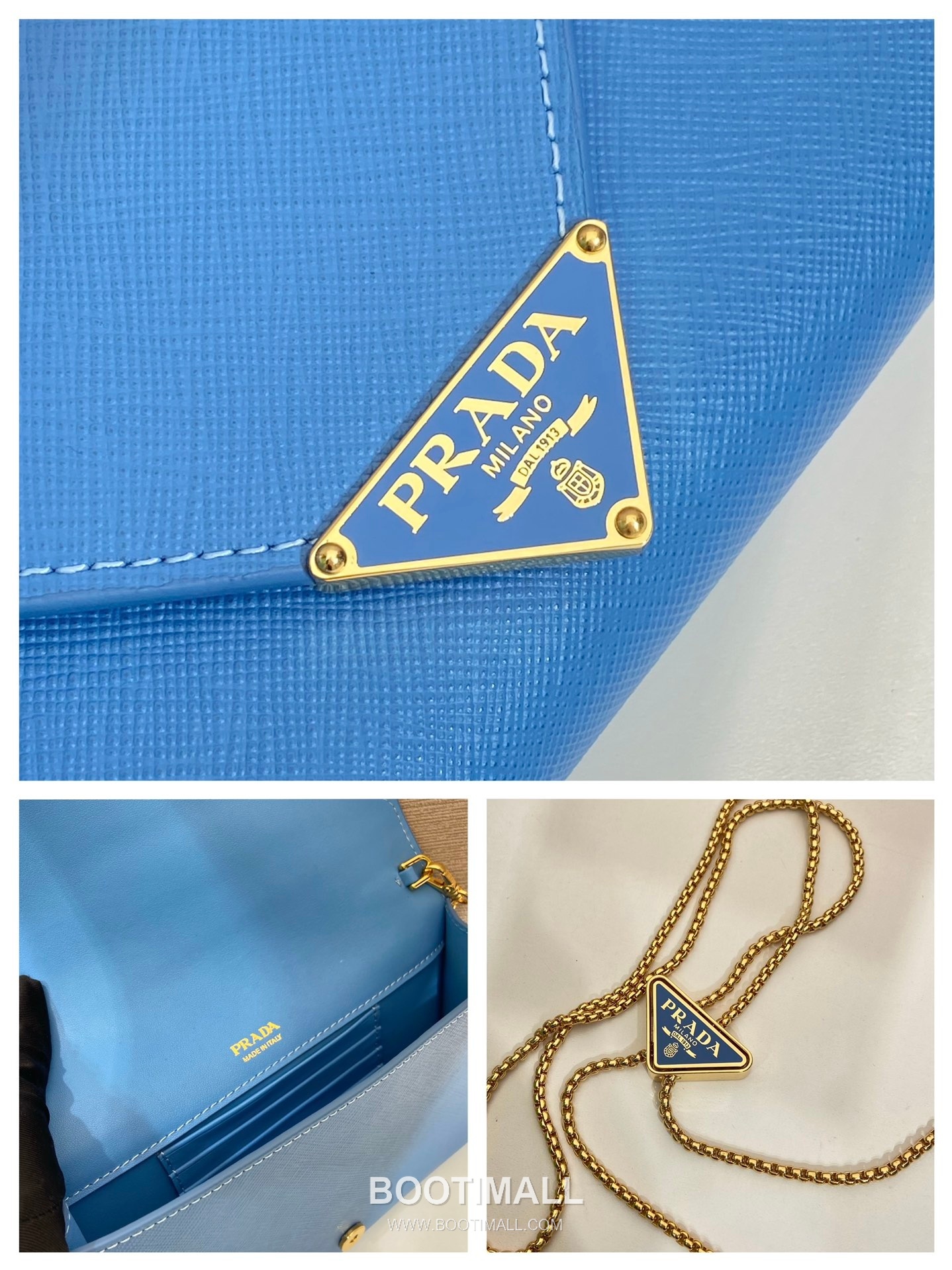 Prada Saffiano Calfskin Envelope Clutch Bag with Triangle Logo Chain Strap Detail 프라다 사피아노 카프스킨 트라이앵글 로고 체인 스트랩 엔벨로프 클러치백 1BP051 20cm 9